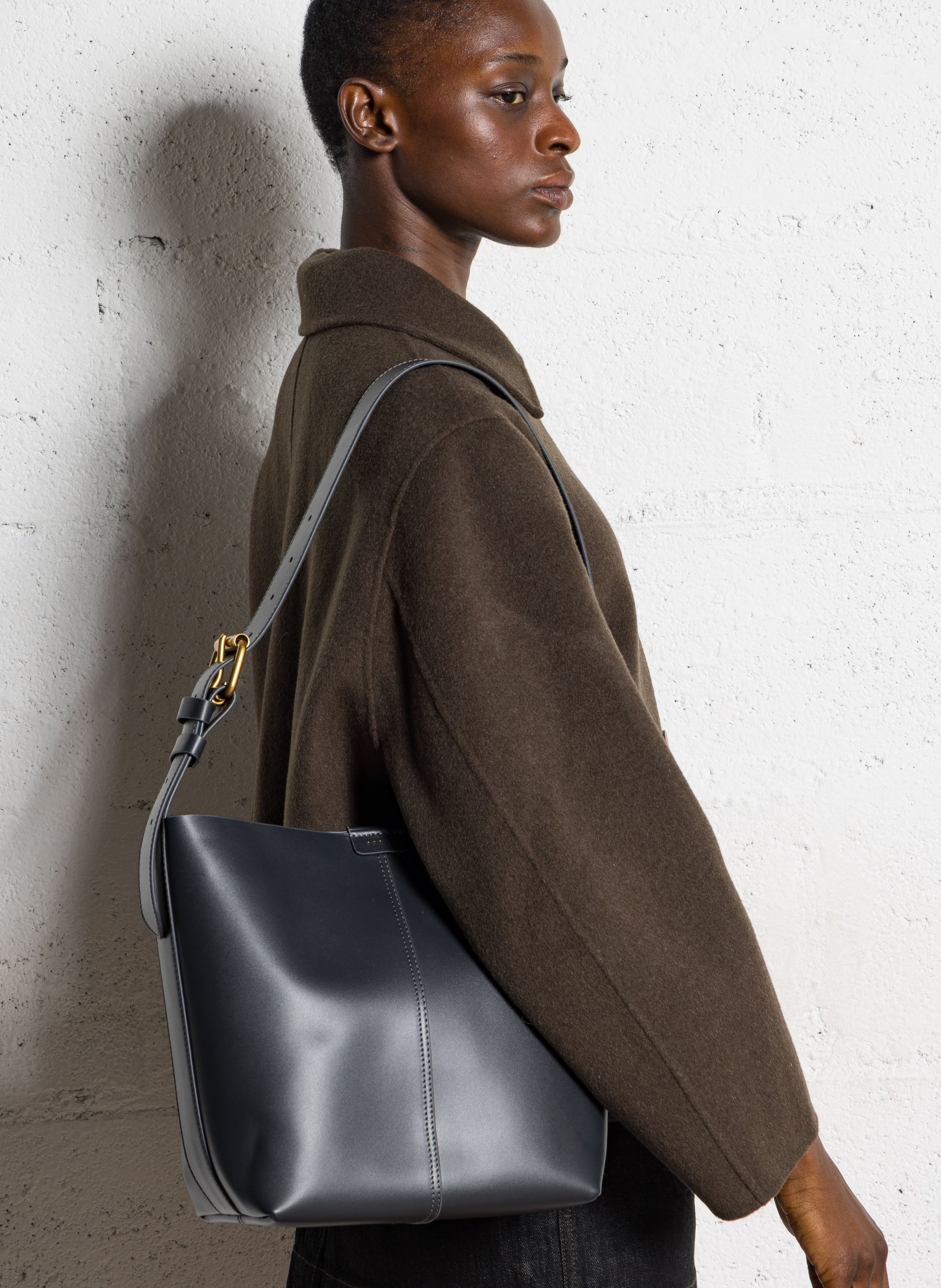 Corina leather bucket bag SOEUR Brown