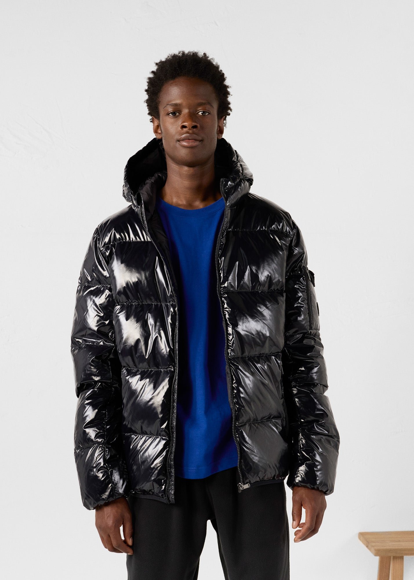 Laquered hooded down jacket for extreme cold - Java JOTT Black