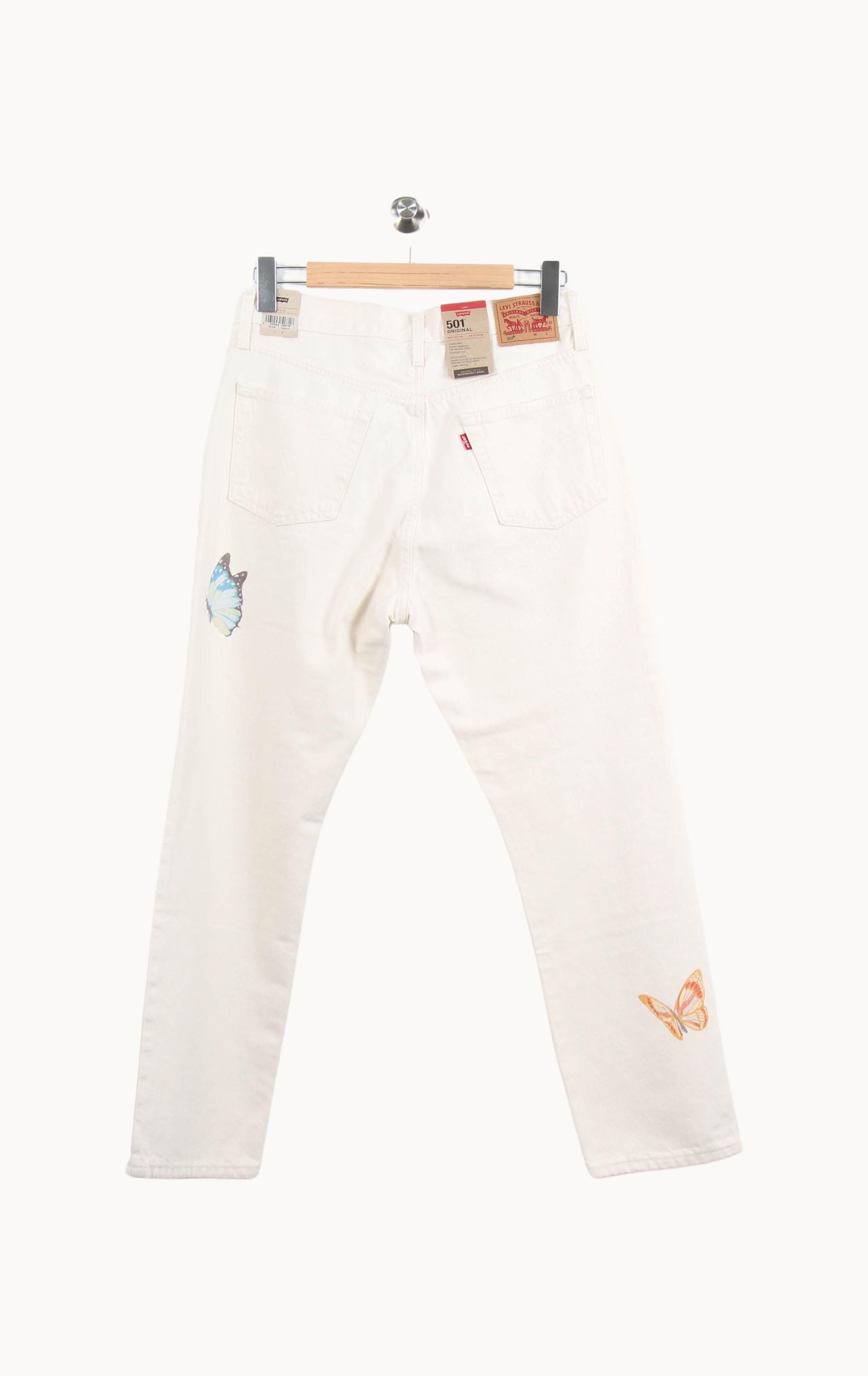 Cropped slim jeans with studs LEVI'S - Seconde main White