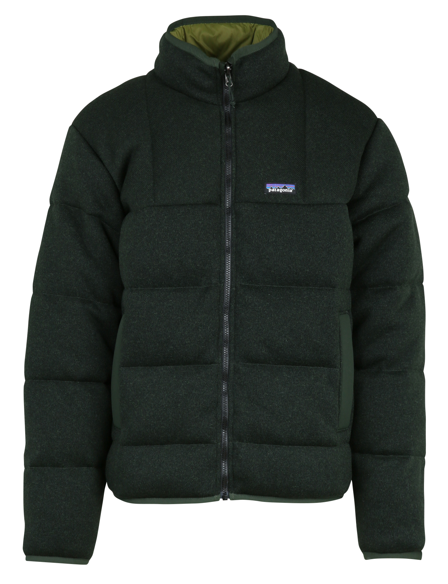 Quilted high neck solid coat PATAGONIA Green