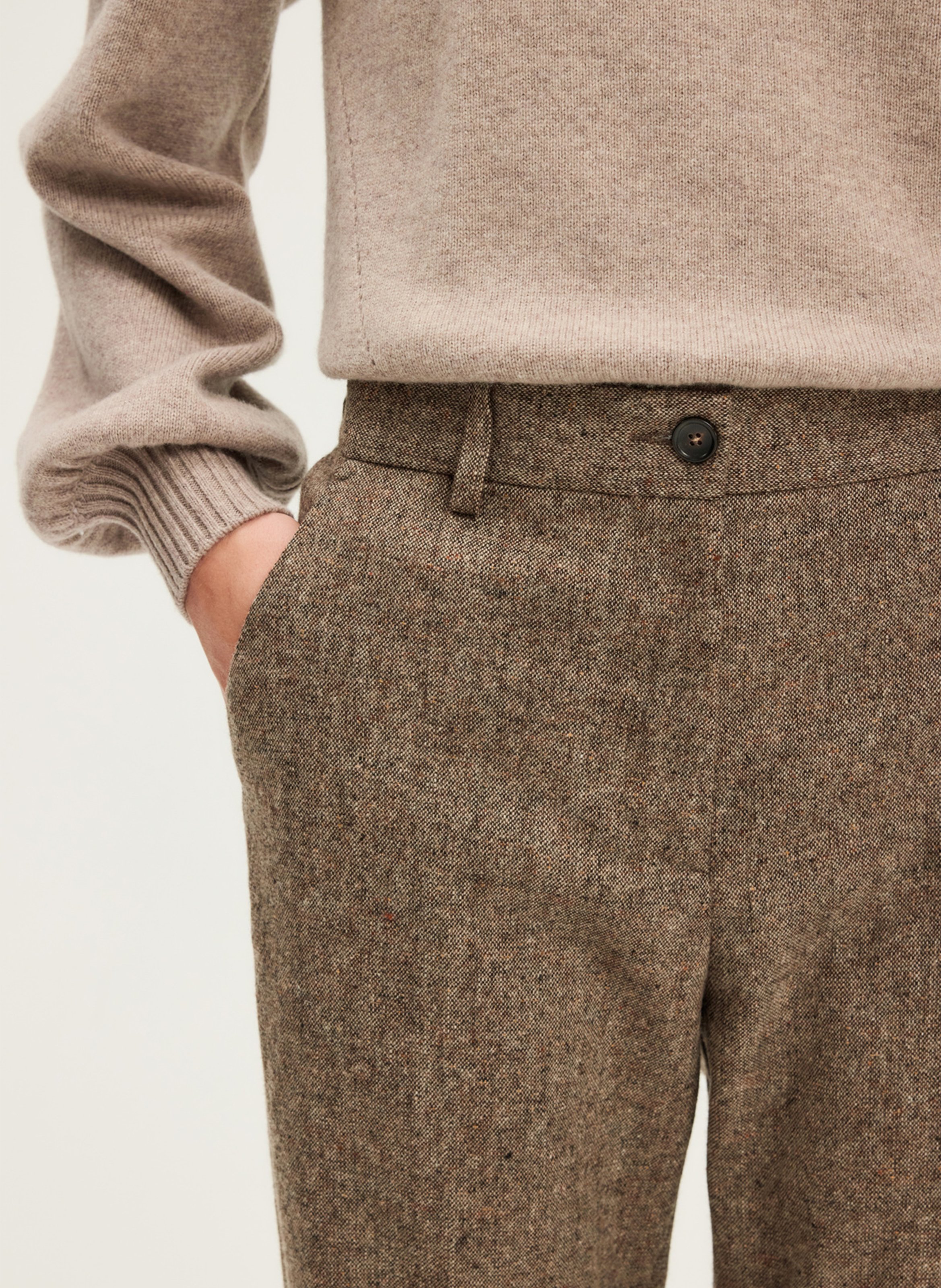 Pantalon large e, laine mélangée PABLO Beige