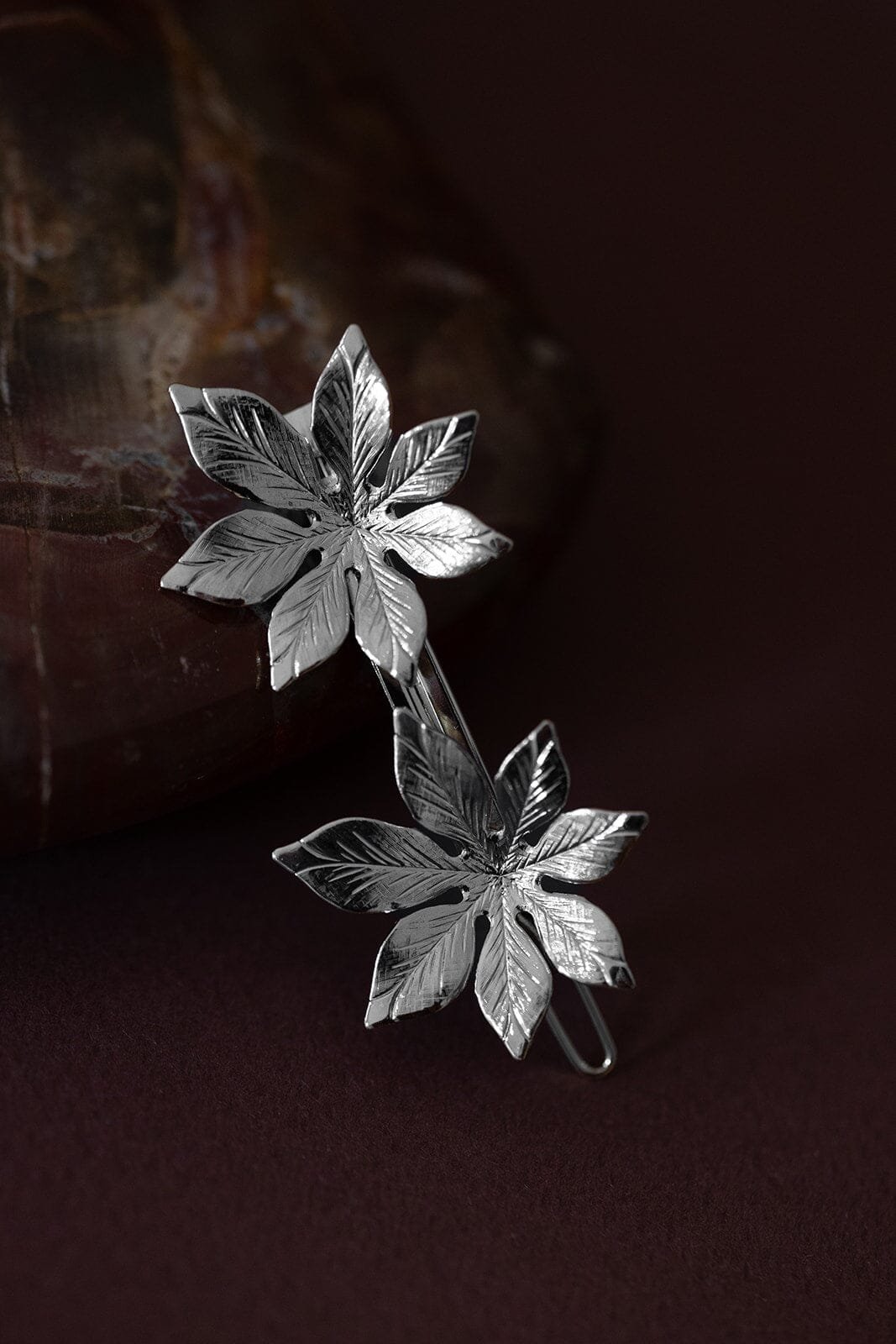 HESPÉRIS - fine gold-plated flower hair slide MONSIEUR SIMONE Silver