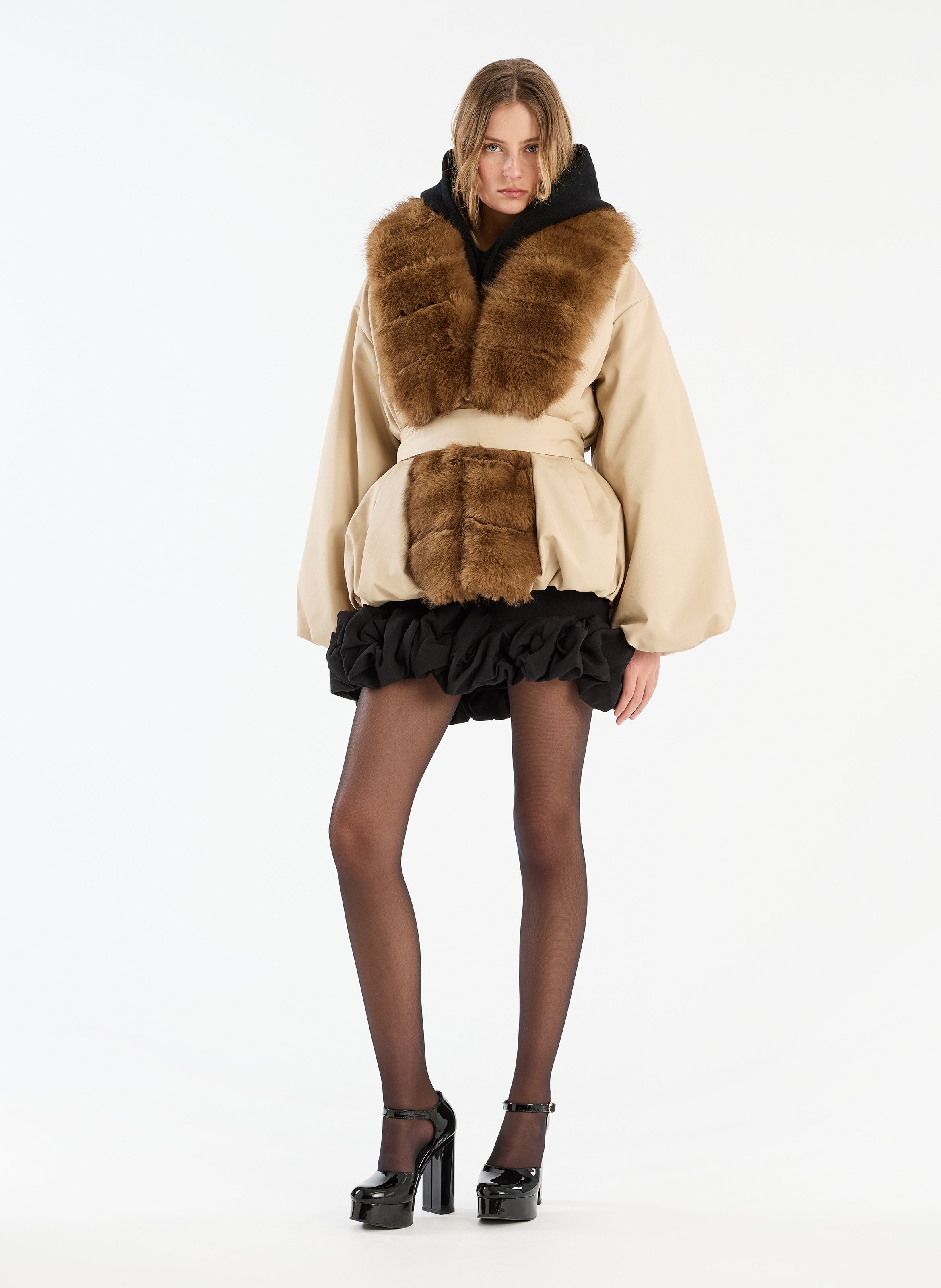 Veste oversize en fibres recyclées mélangées ROTATE Beige