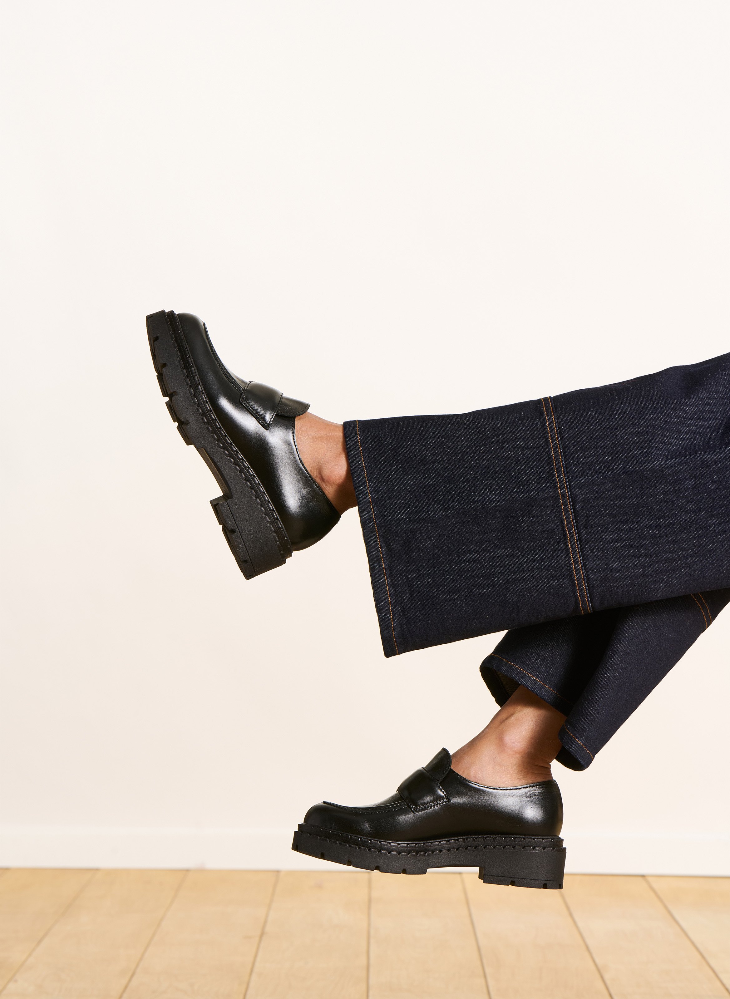 Mocassins en cuir LA FEE MARABOUTEE Noir