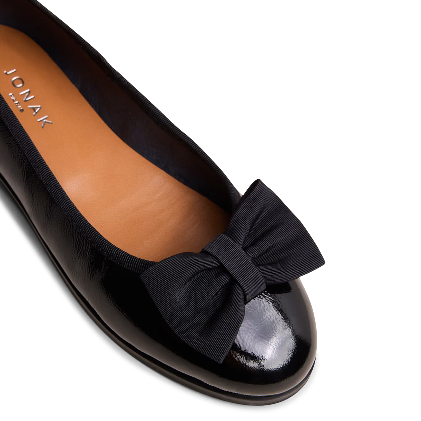 Ballerines à noeuds en cuir vernis plissé JONAK Noir