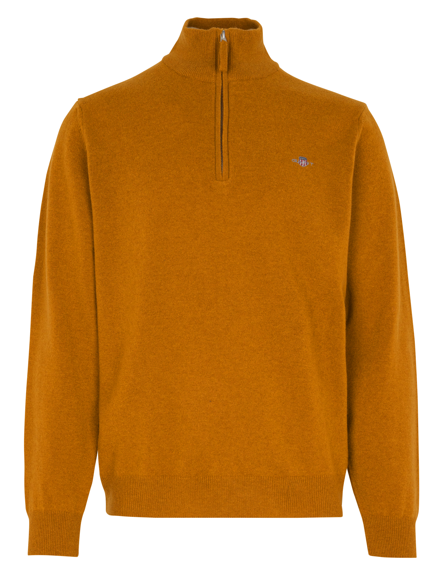 High-neck wool sweater with zip GANT Brown
