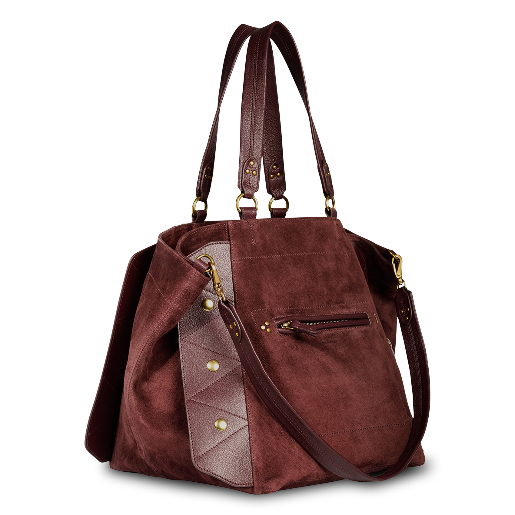 Shopper van suède-achtig leer met schouderriem Rood