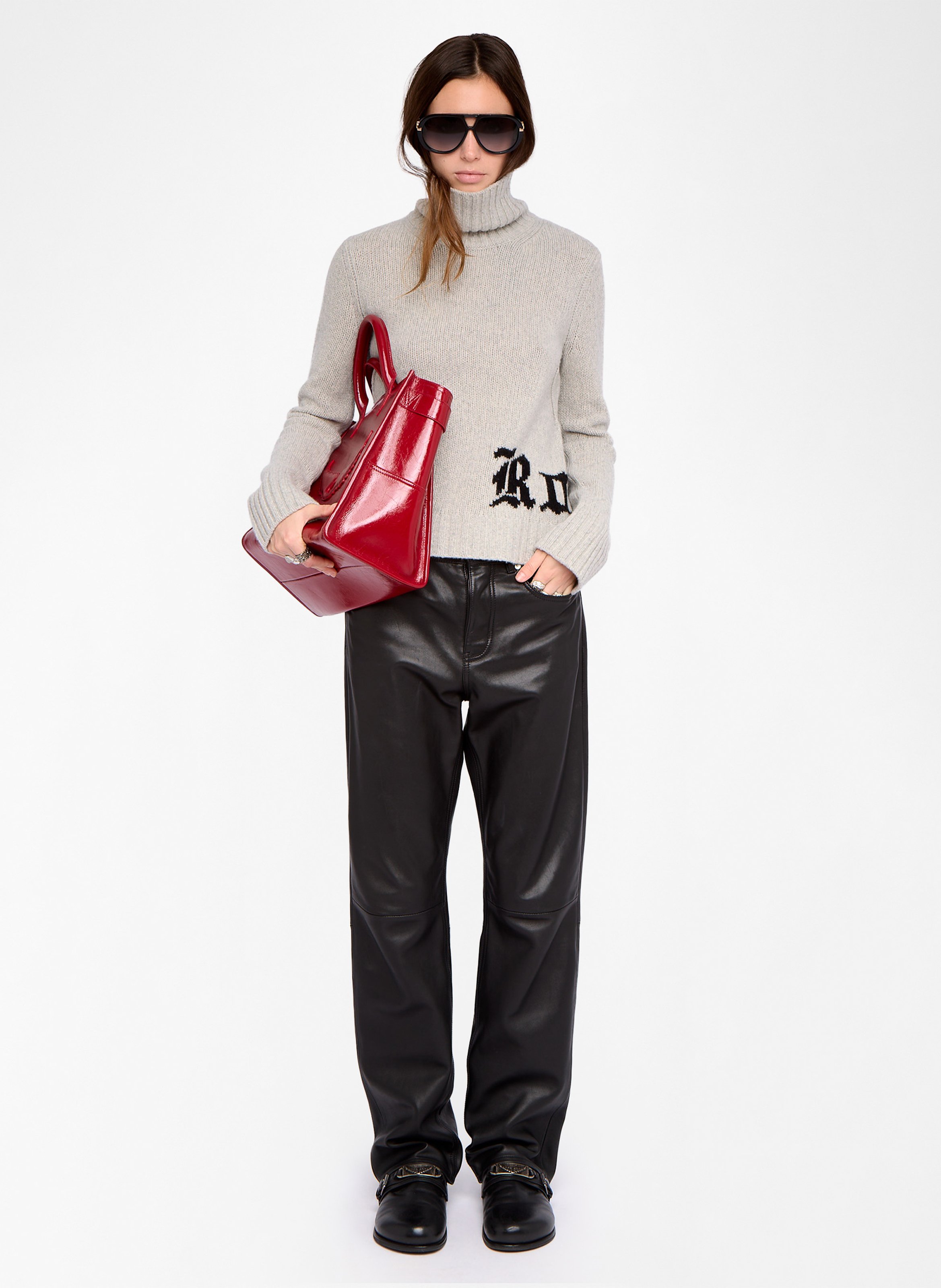 Pull droit col montant en laine ZADIG&VOLTAIRE Gris