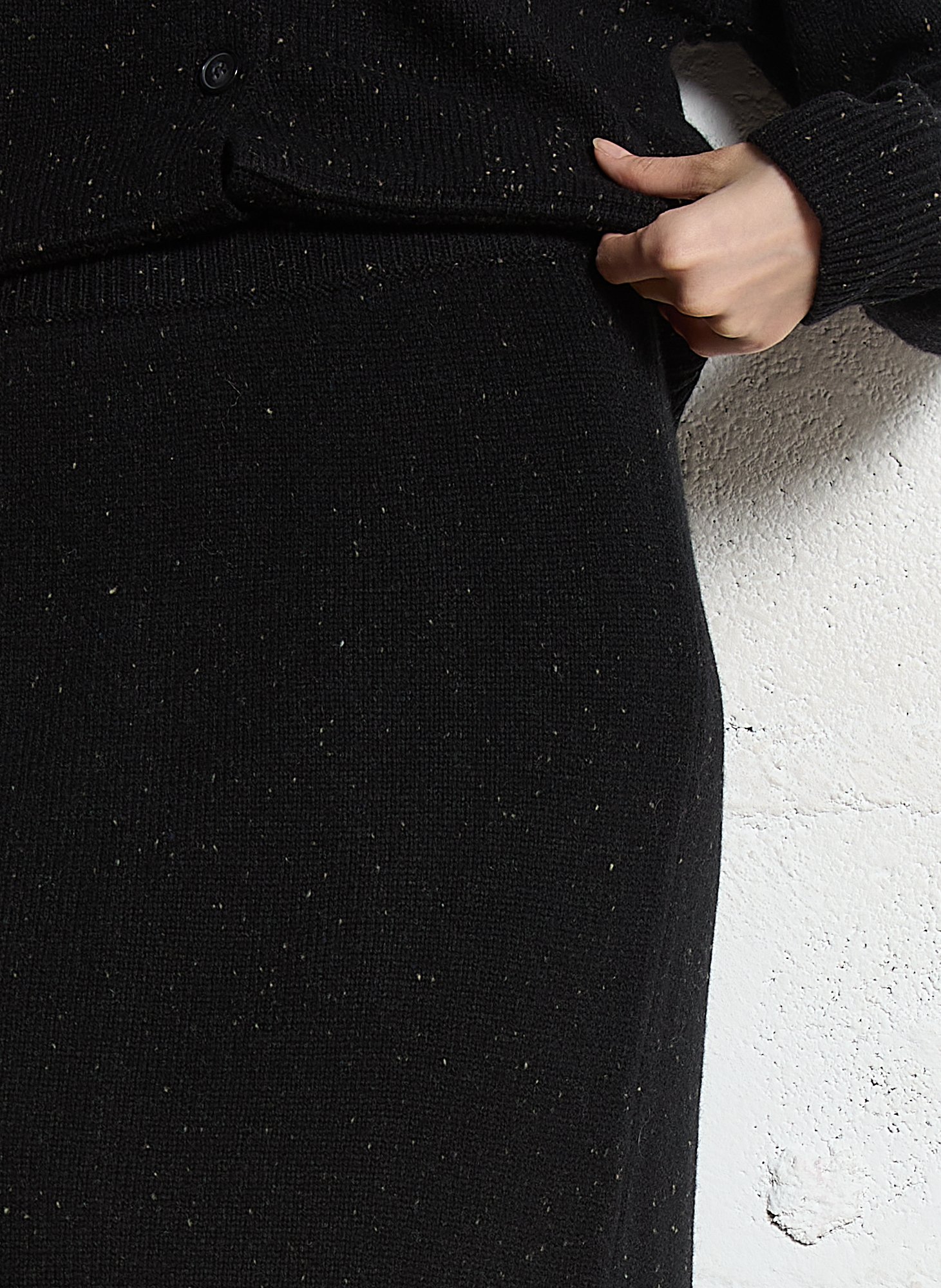 Jupe midi en laine MAISON 123 Noir