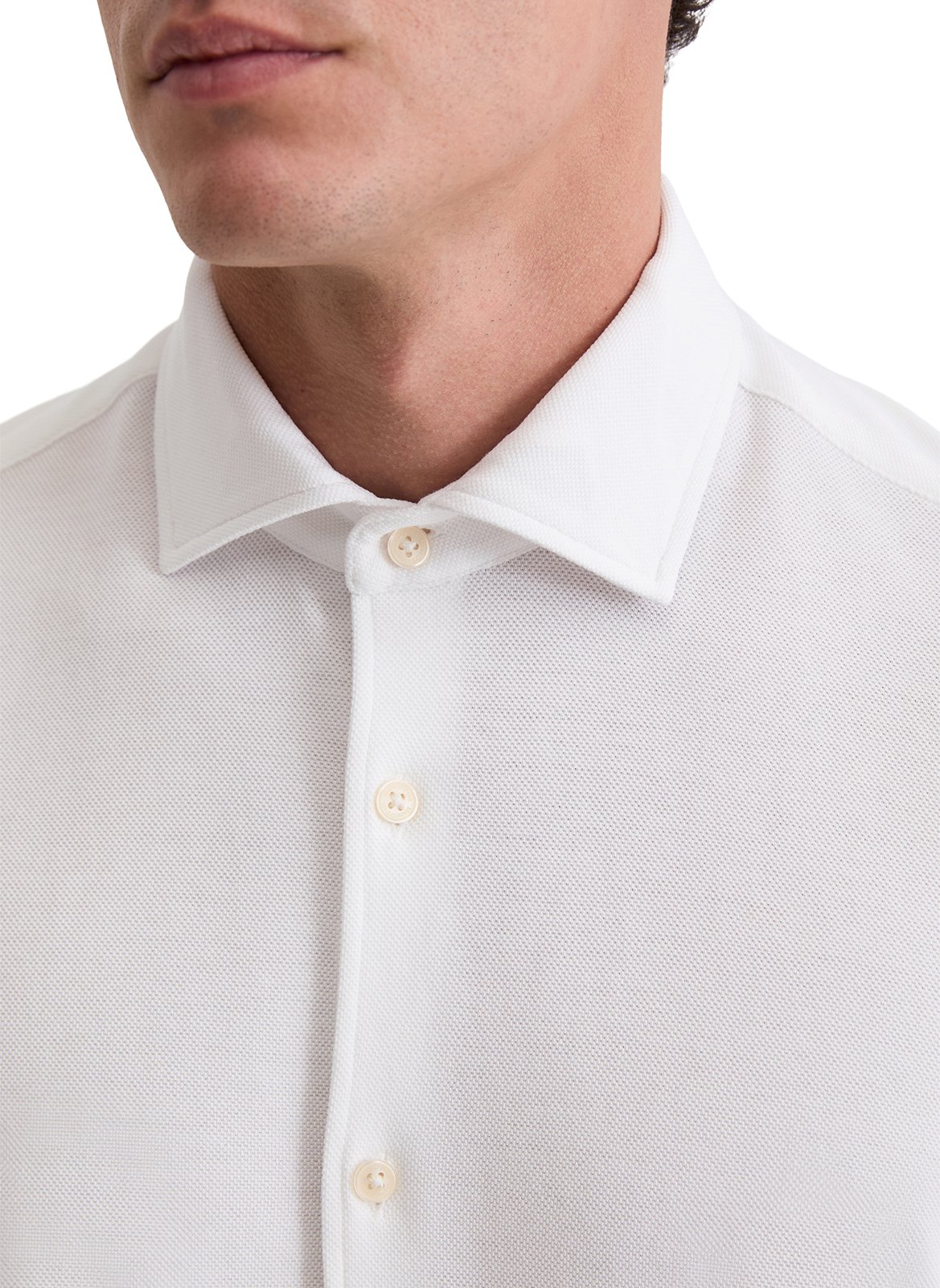 Chemise col classique manches contrastantes en coton MARC O'POLO White