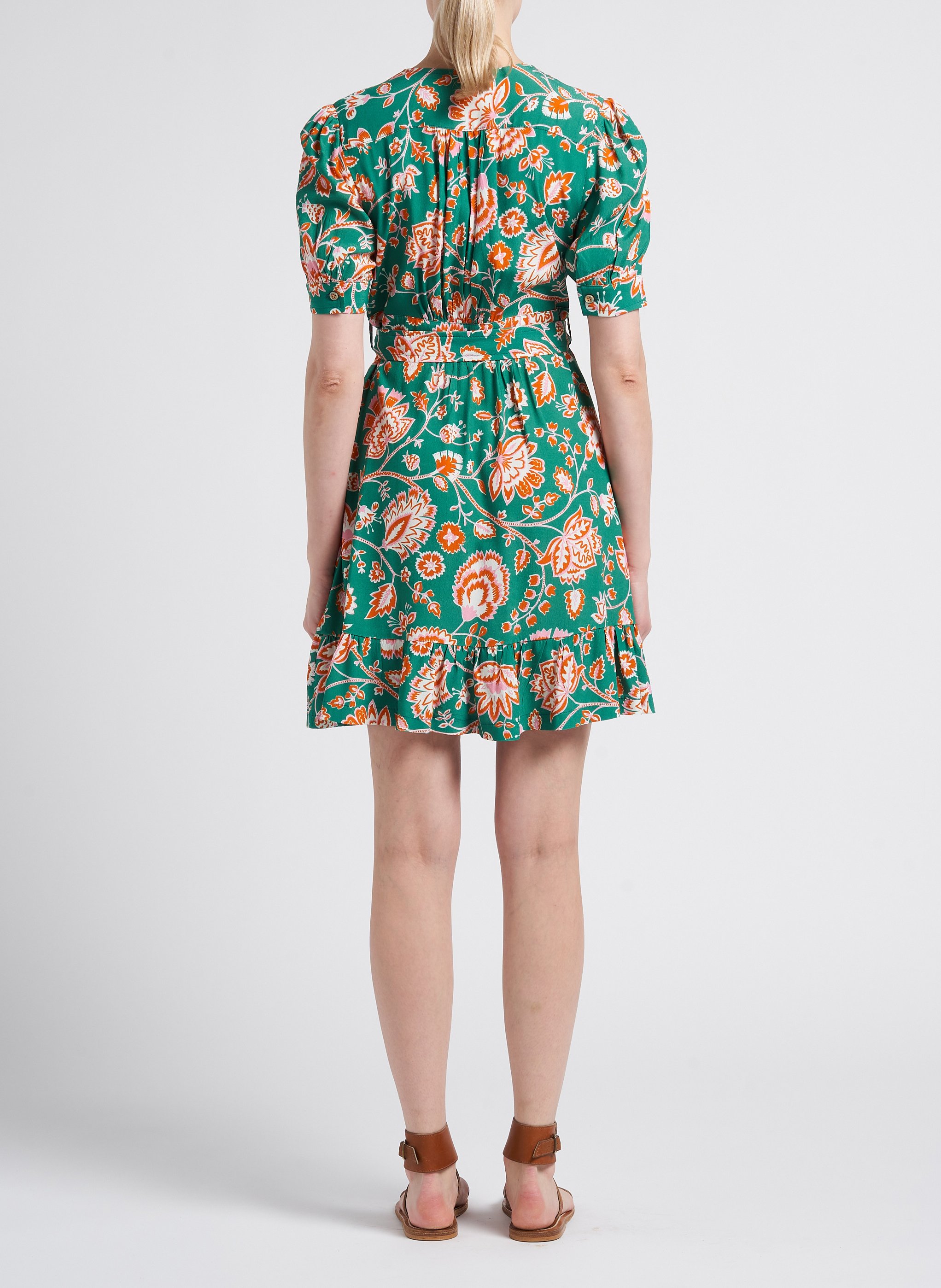 Robe courte col V imprimée LA PETITE FRANCAISE Vert