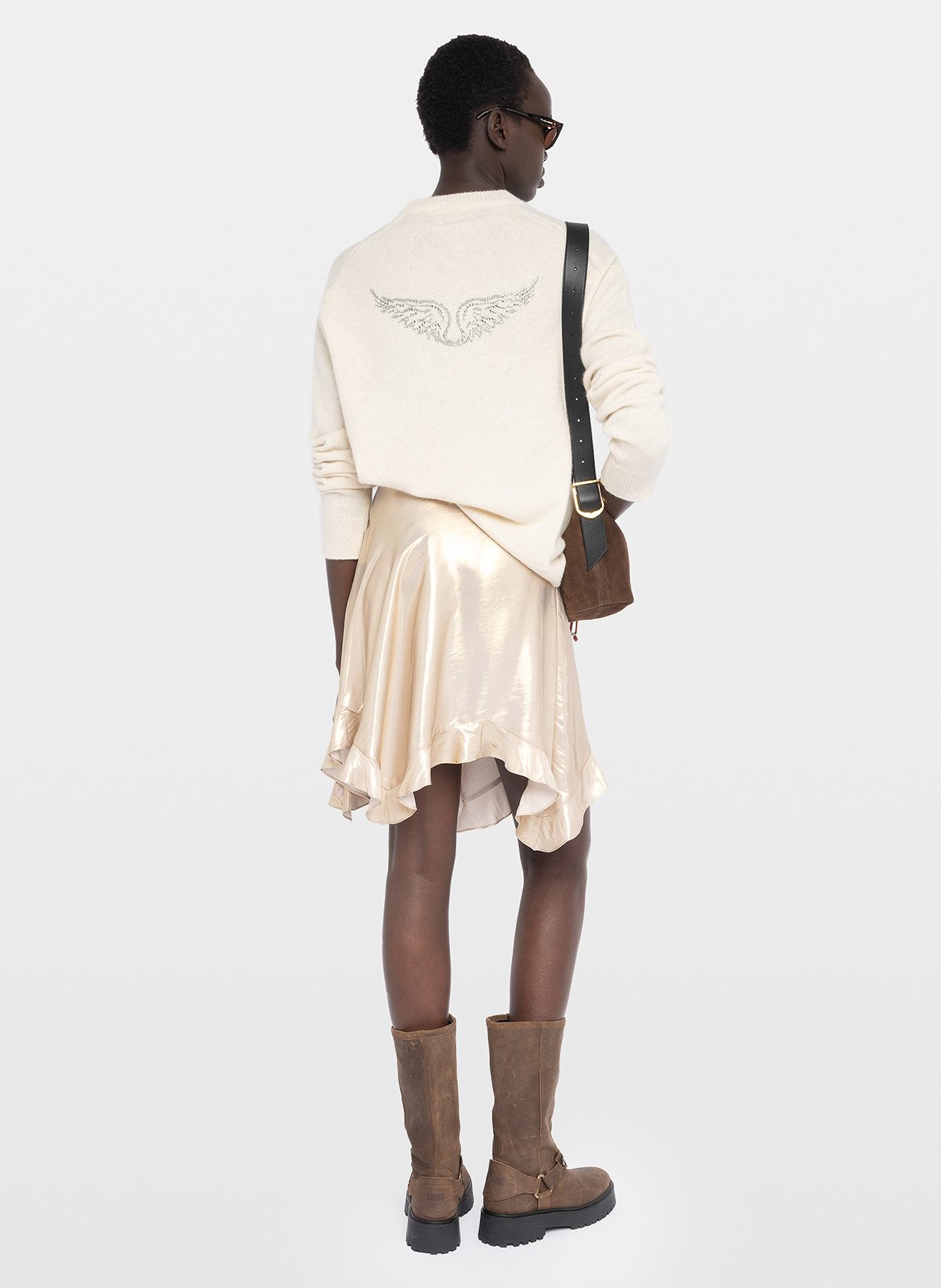 Korte satijnen asymmetrische rok ZADIG&VOLTAIRE Geel