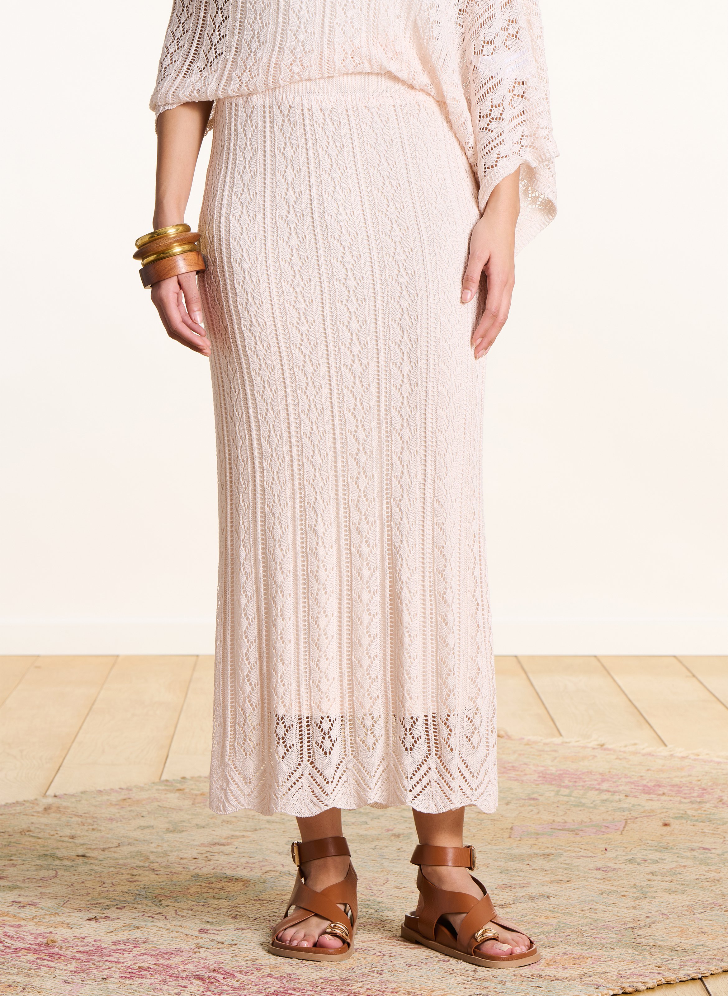 Jupe longue en maille LA FEE MARABOUTEE Blanc