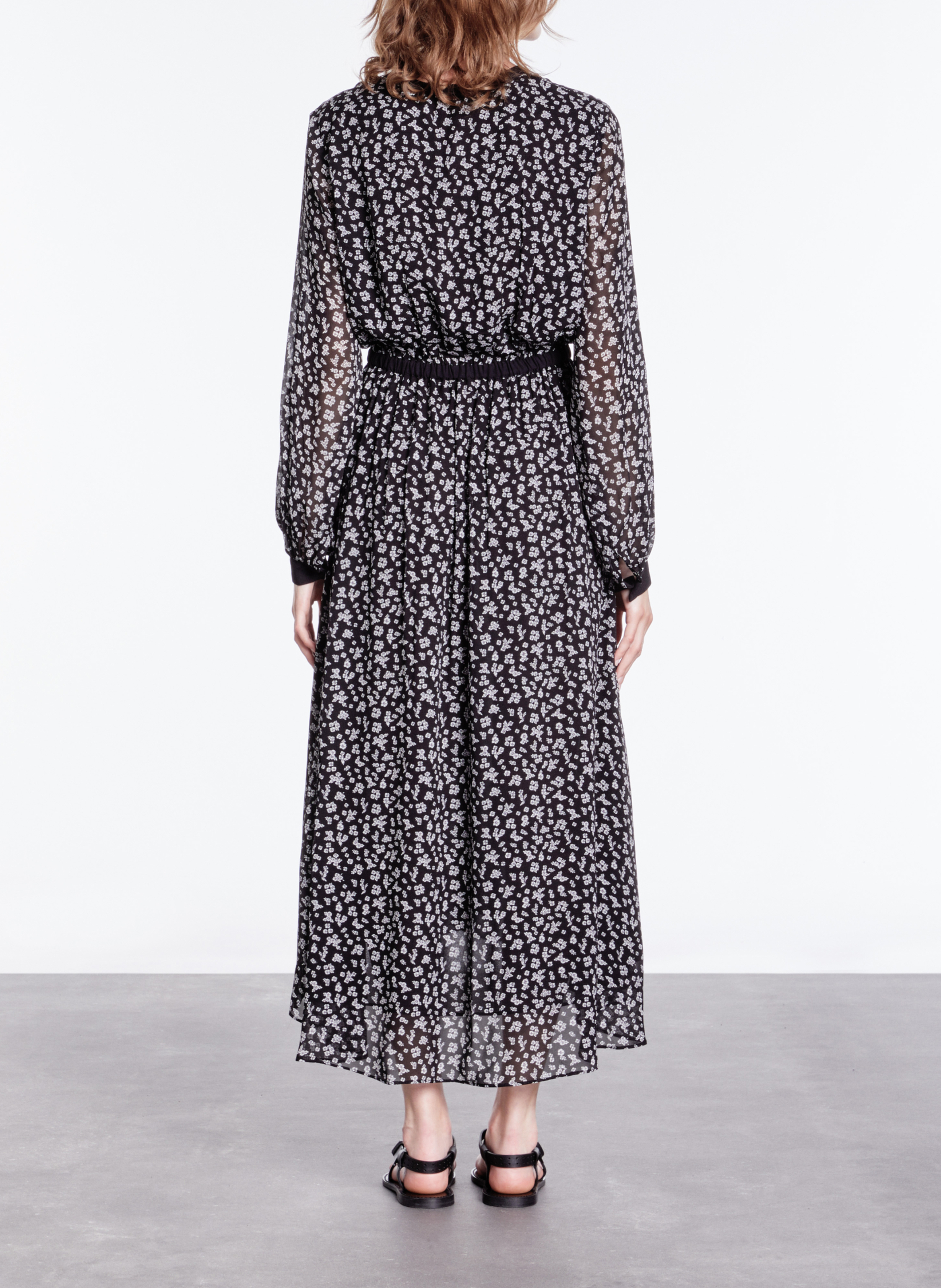 Robe longue col V imprimé fleuri  THE KOOPLES Noir