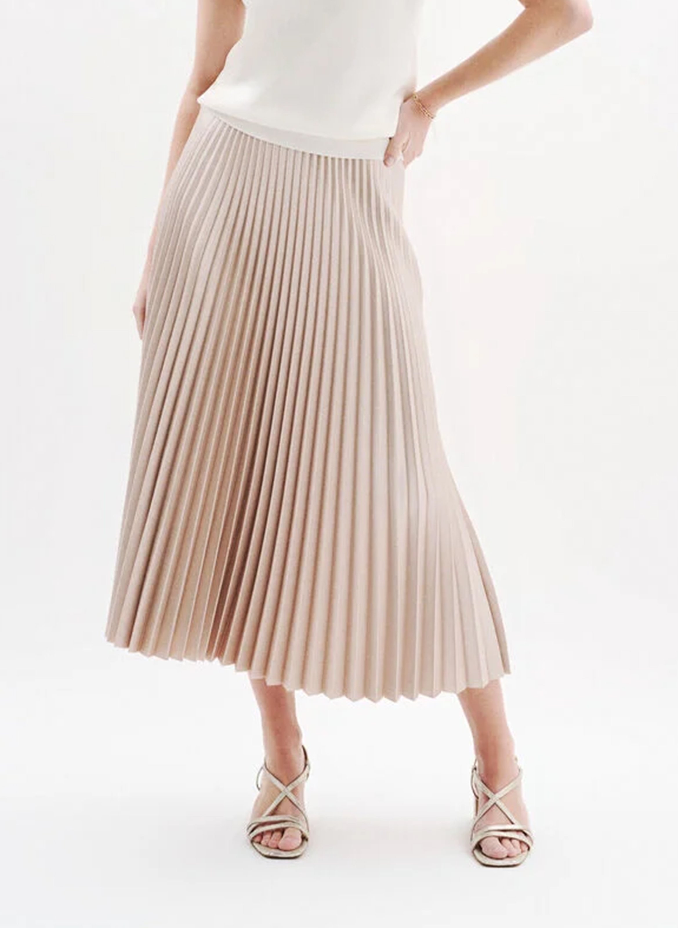 Jupe midi plisée  CAROLL Doré