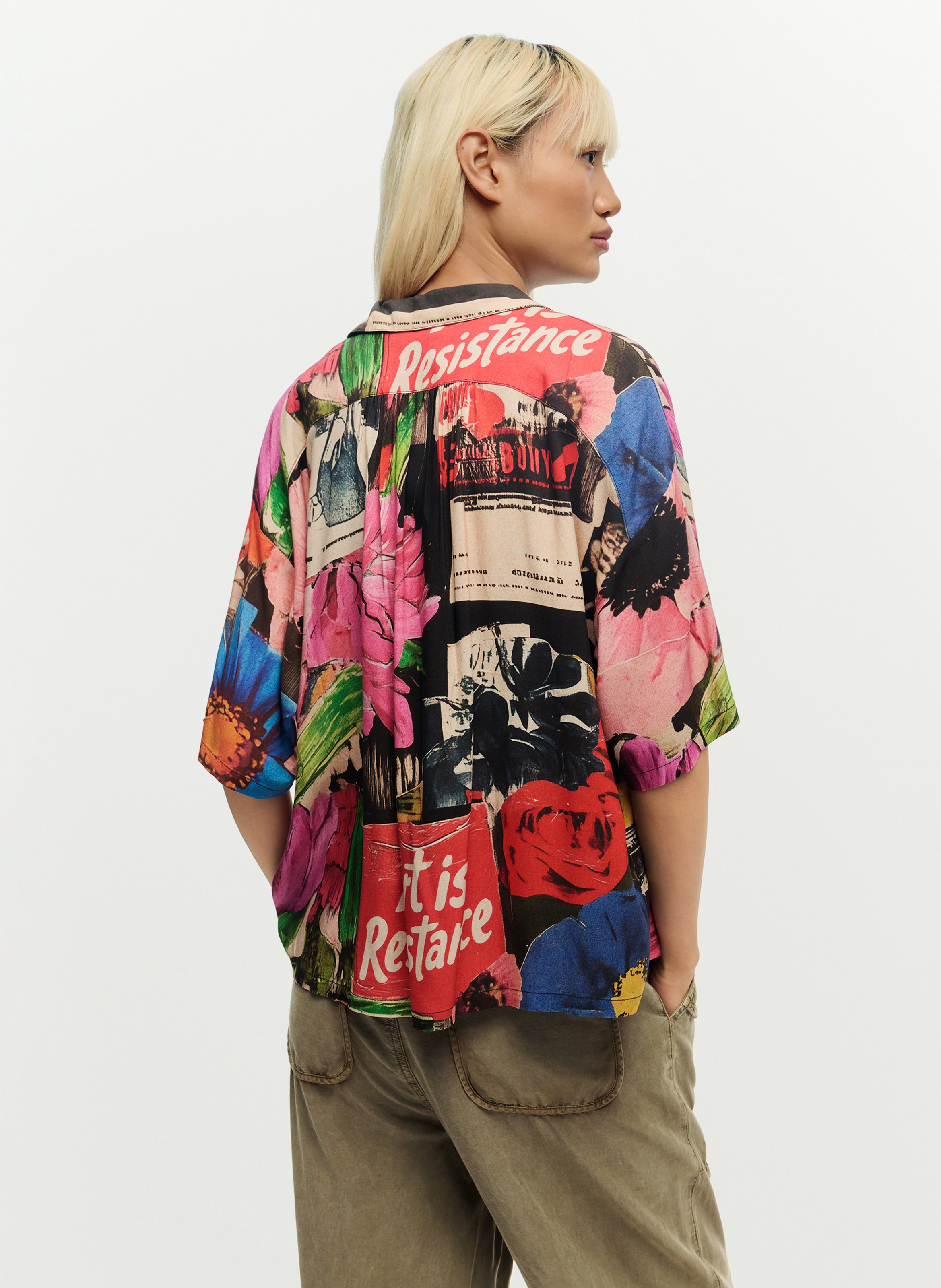 Chemise fluide boutonnée imprimée DESIGUAL Rouge