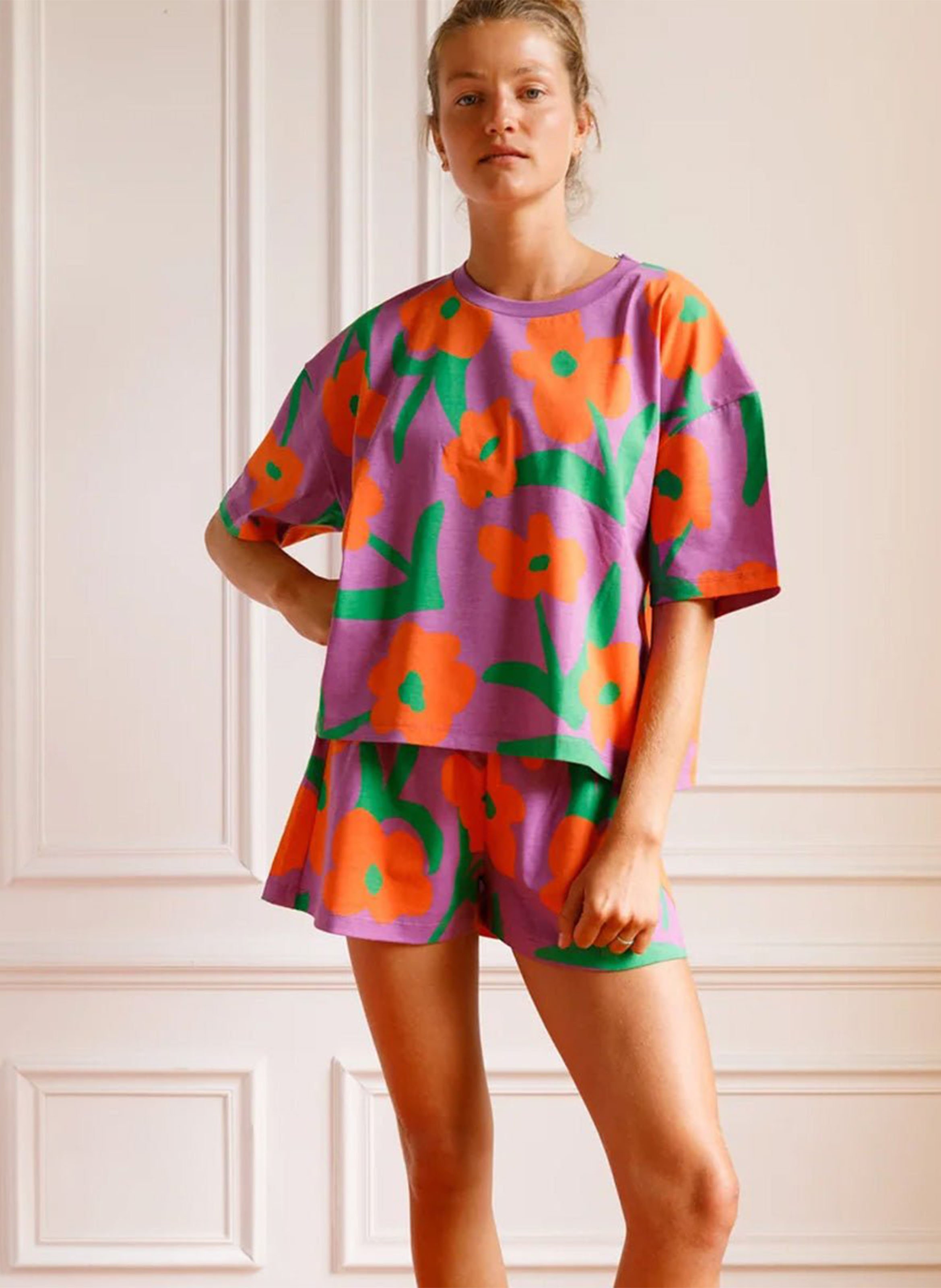 Ensemble de pyjama en coton bio mélangé imprimé WE ARE JOLIES Violet