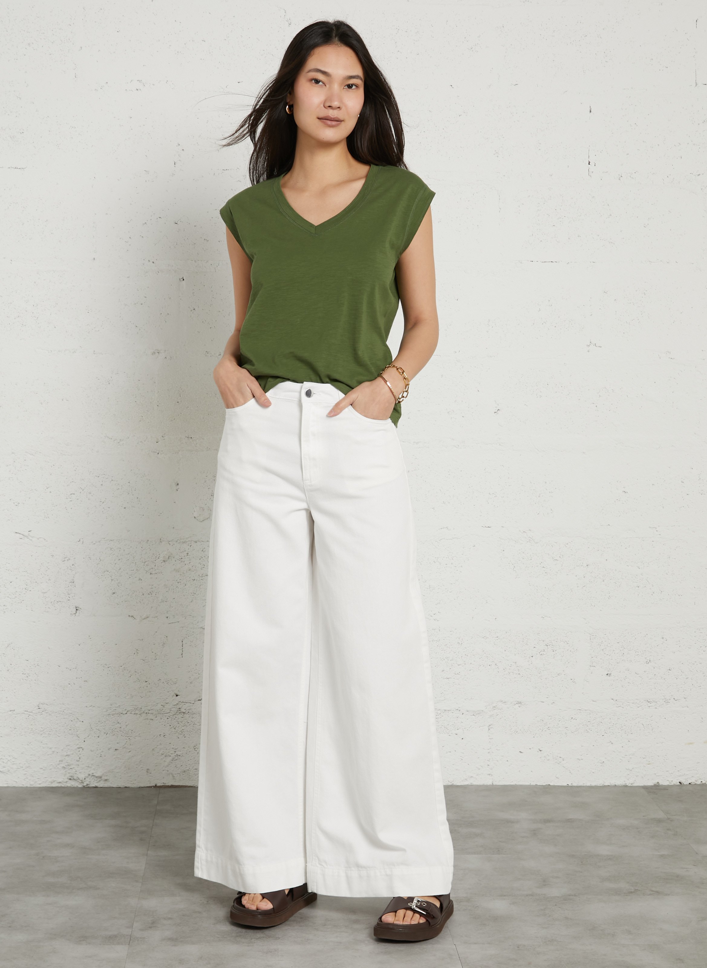 Camiliday round-neck sleeveless cotton top MAISON 123 Green