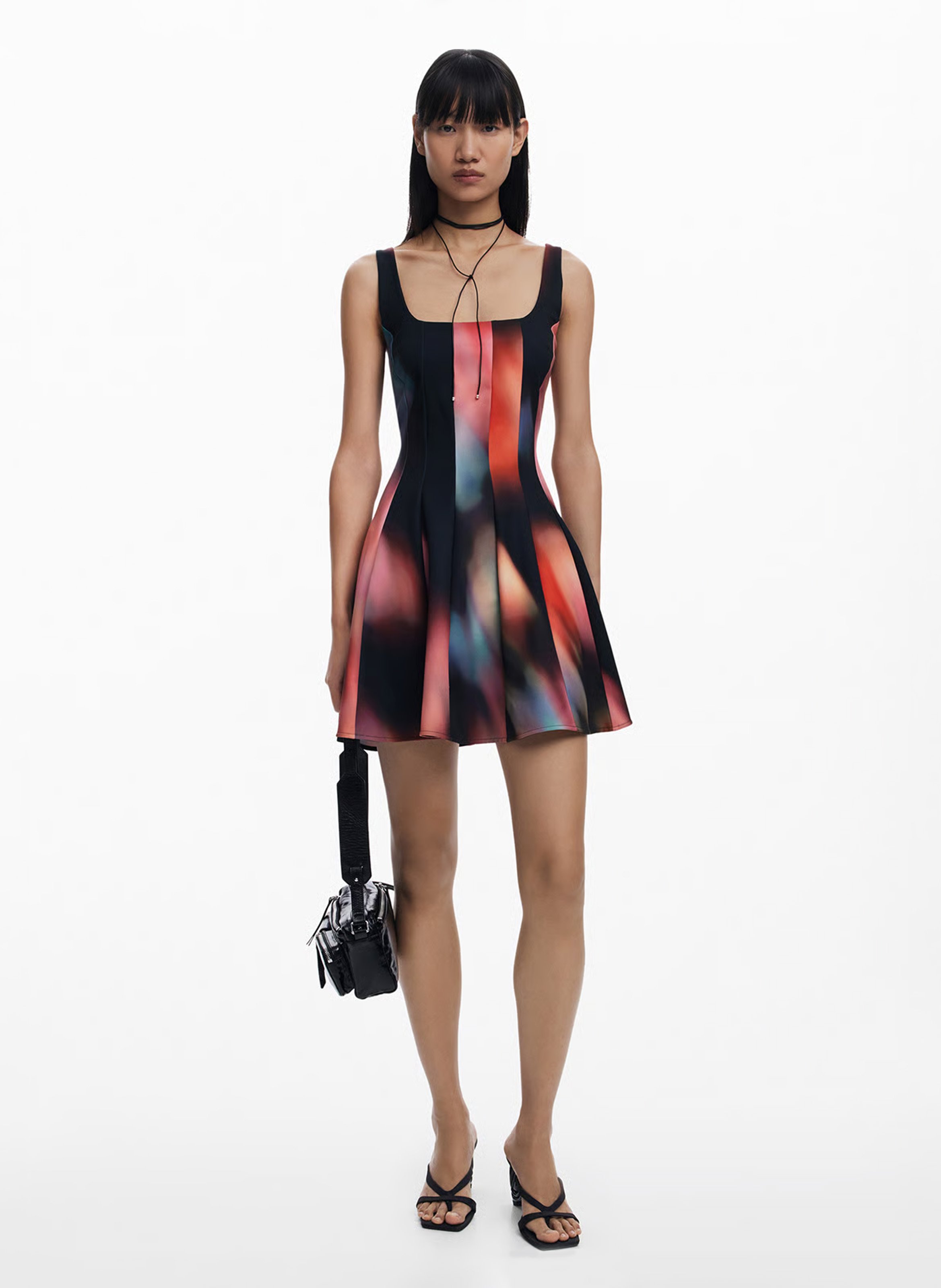 Short strappy dress with print DESIGUAL Black