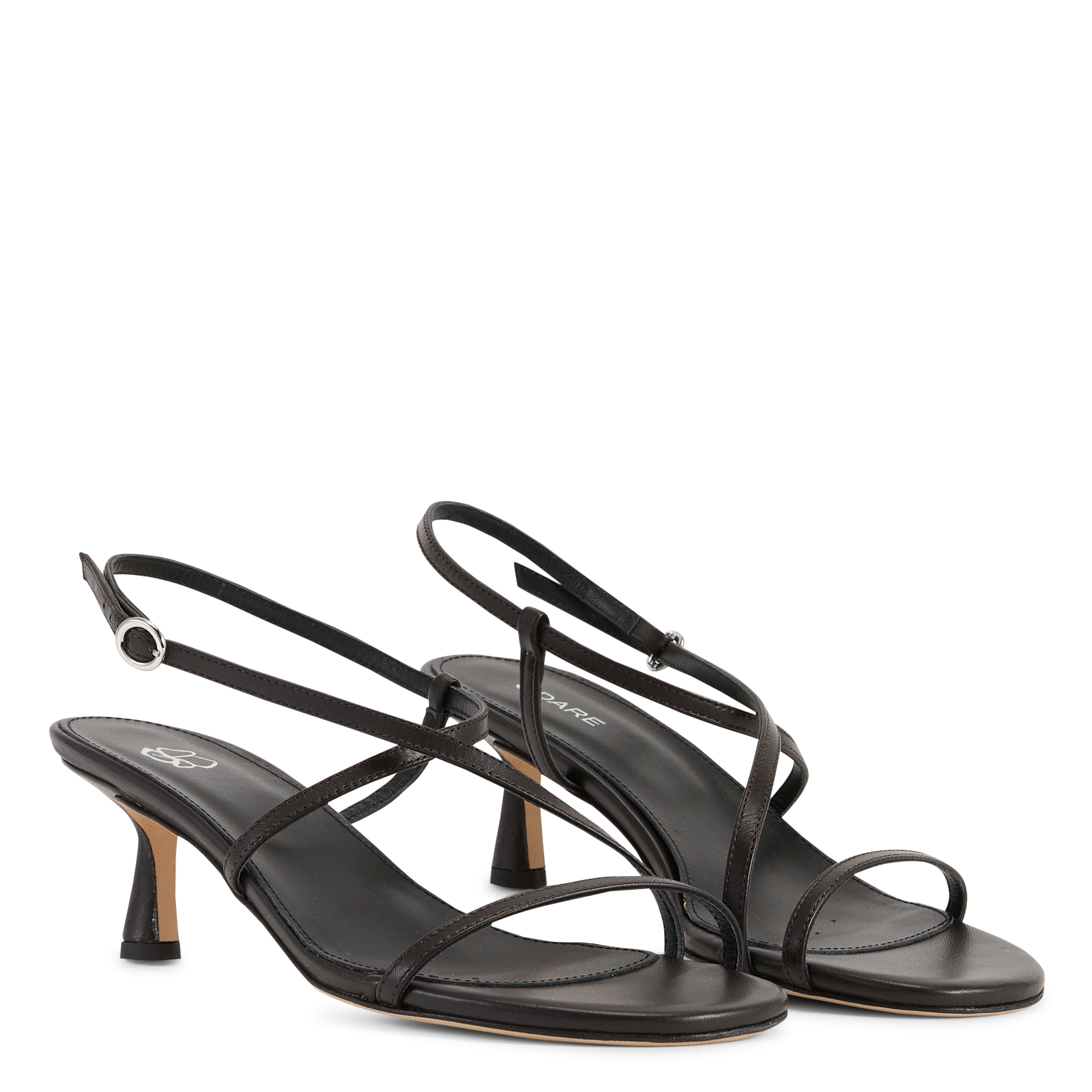 Einfarbige Ledersandalen mit Absätzen ODARE Braun