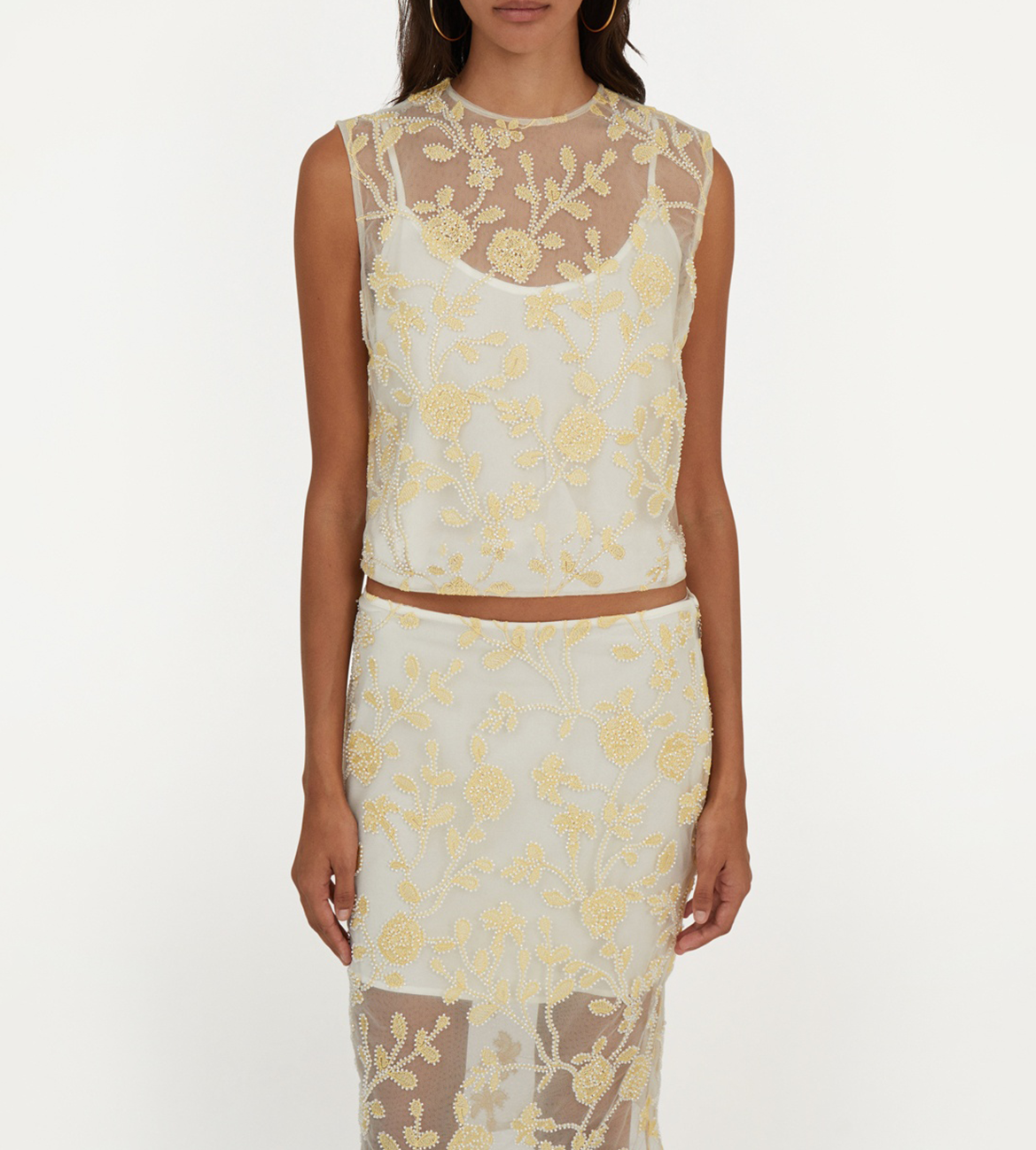 Bestickter Bleistiftrock ROTATE Weiss