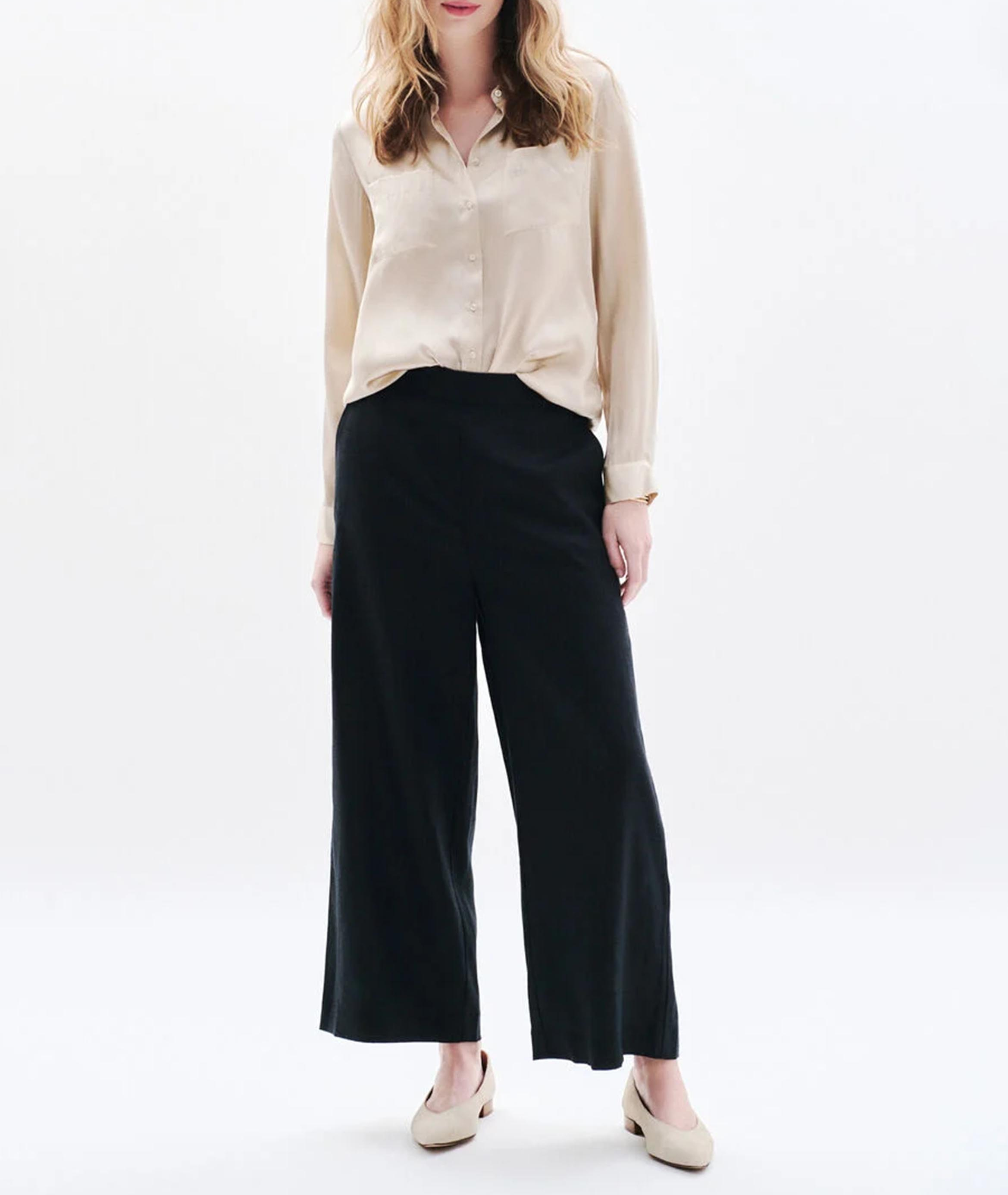 Pantalon large en lin CAROLL Noir