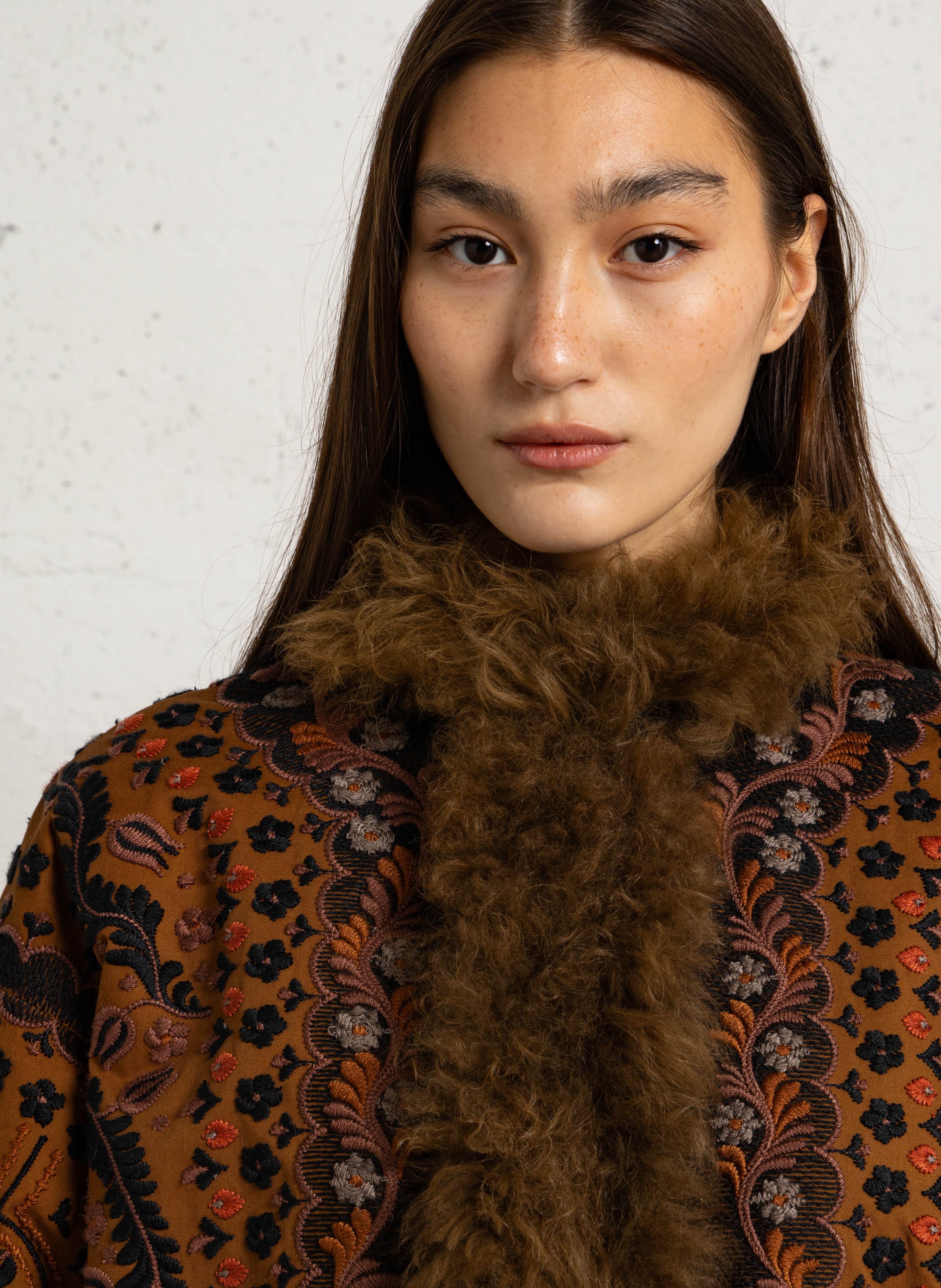 Embroidered cotton jacket ANTIK BATIK Brown