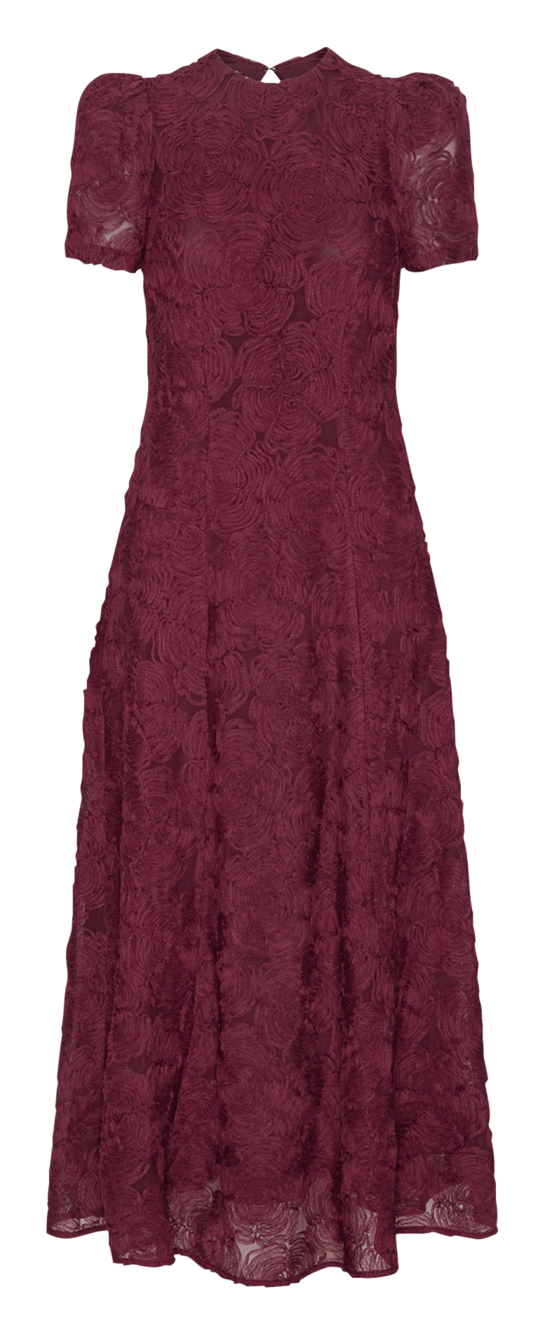 Lange getailleerde jurk met ton-sur-ton bloemen ROTATE Bruin