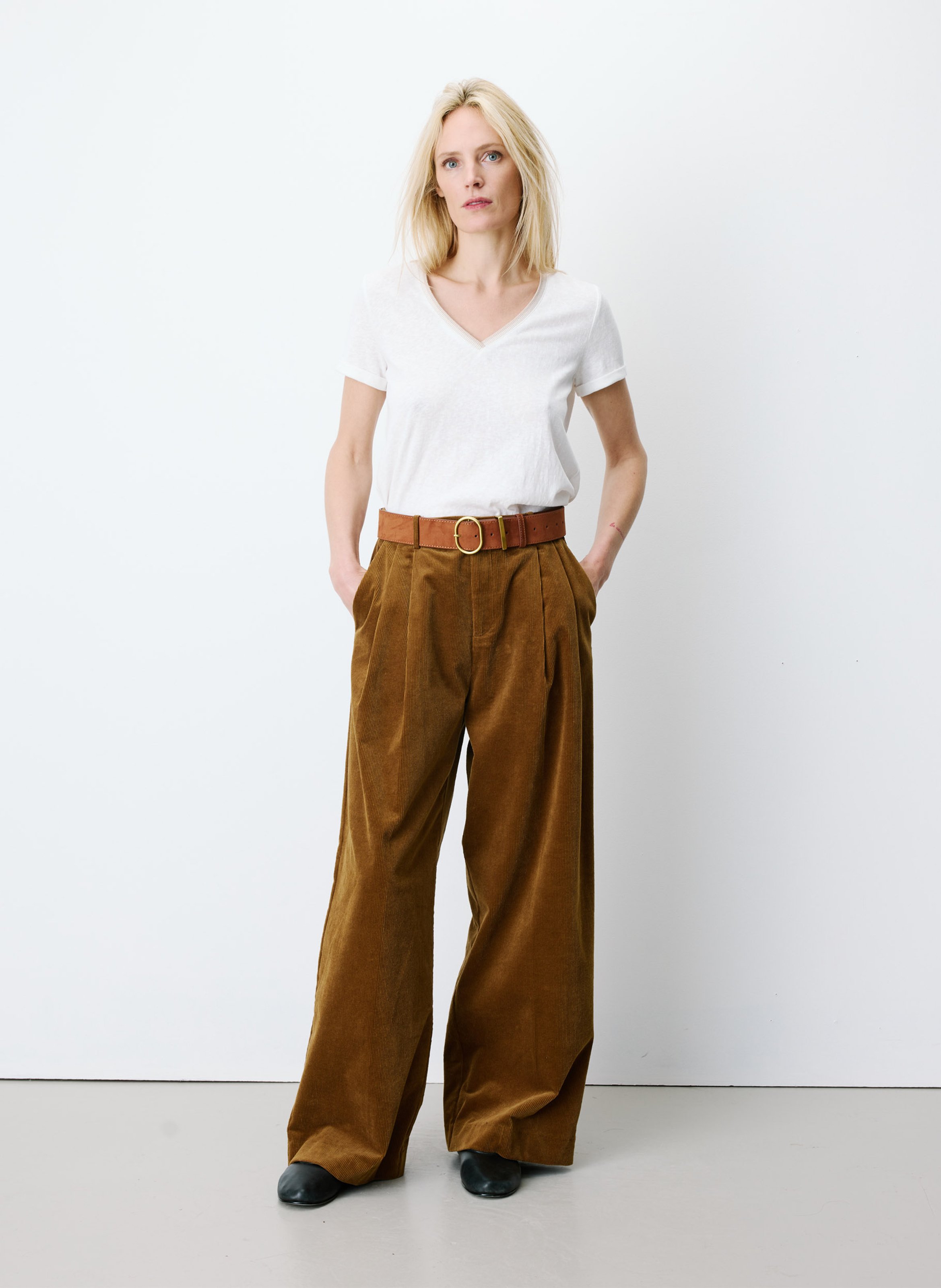 Wijde ribbroek GRACE ET MILA Bruin
