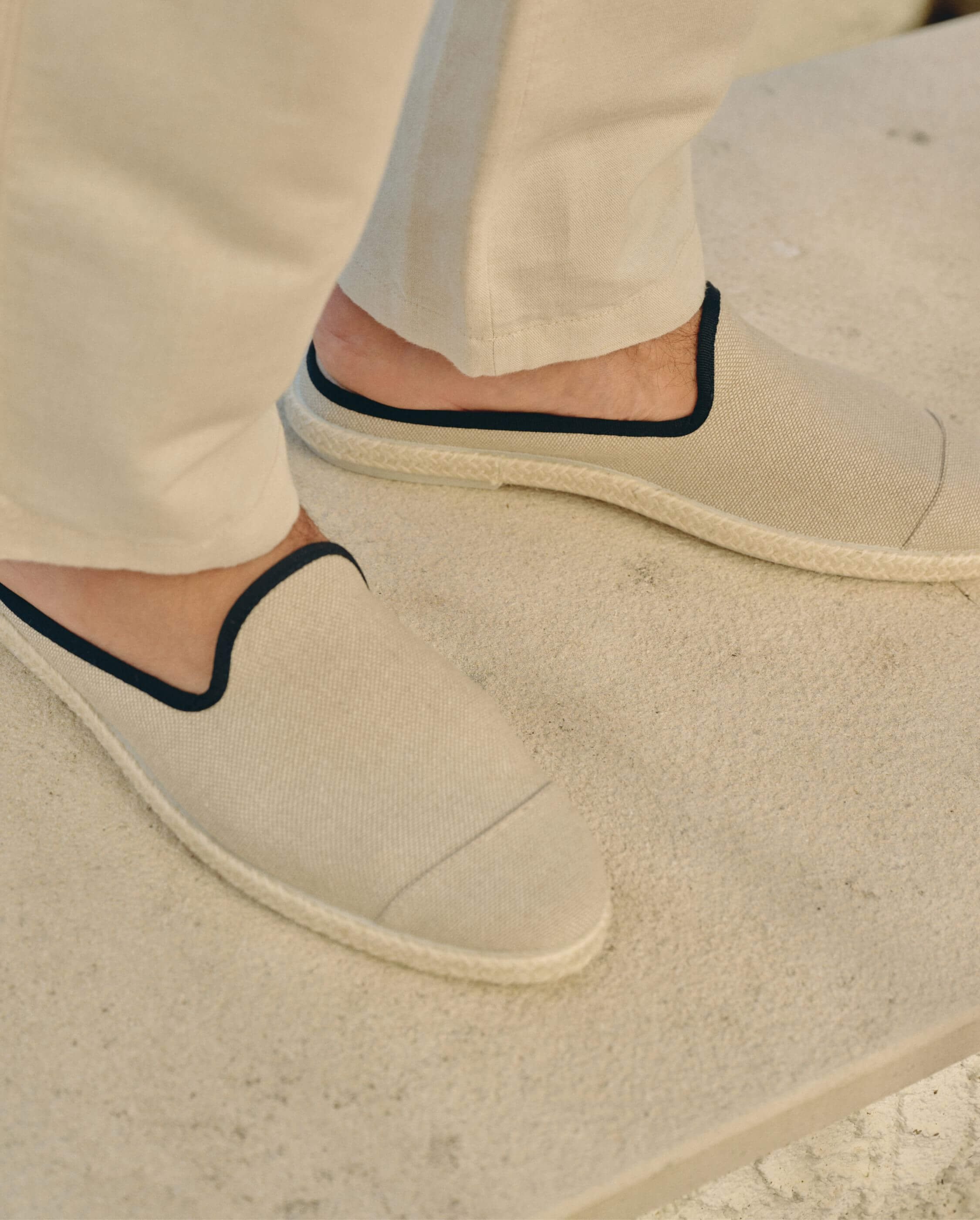 Men's mule, beige and black cotton ANGARDE Beige