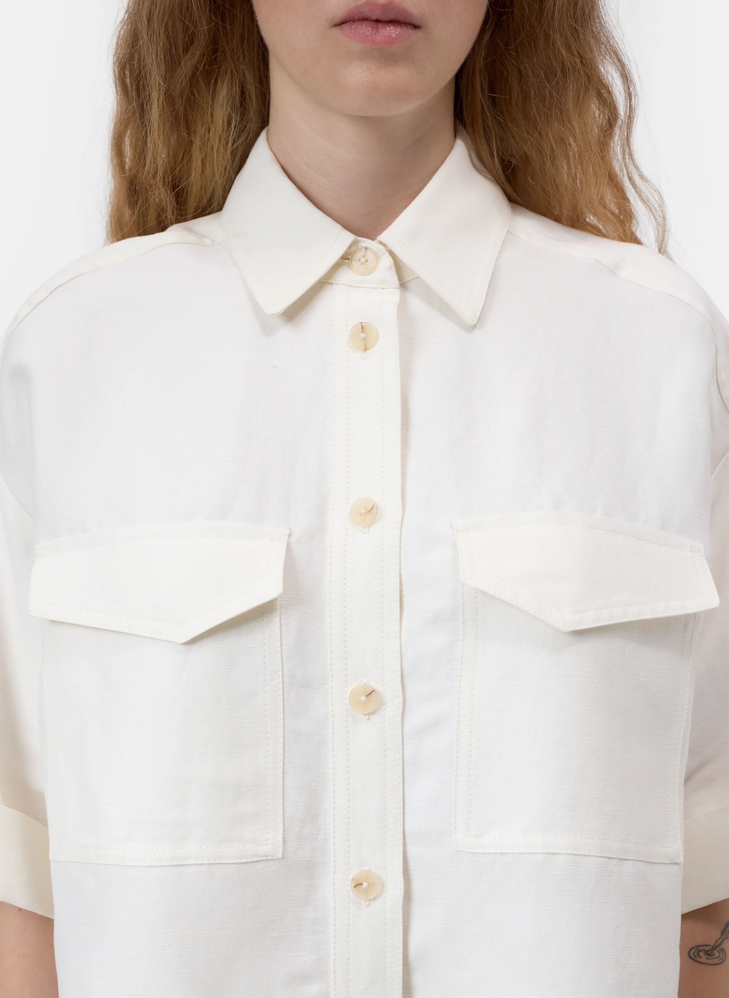 Chemise col classique en lin mélangé CLOSED Beige