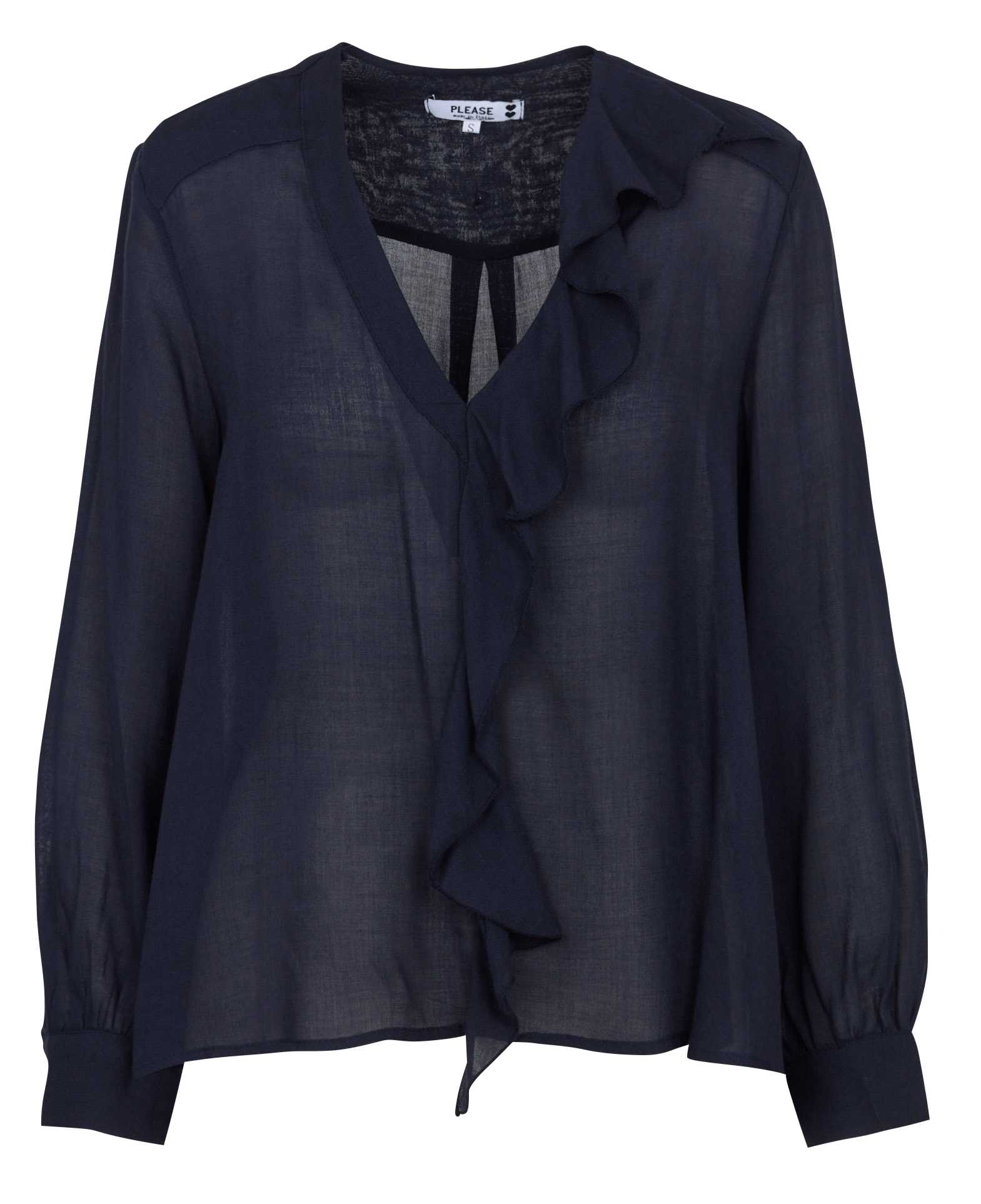 Bluse mit Volant am V-Ausschnitt PLEASE