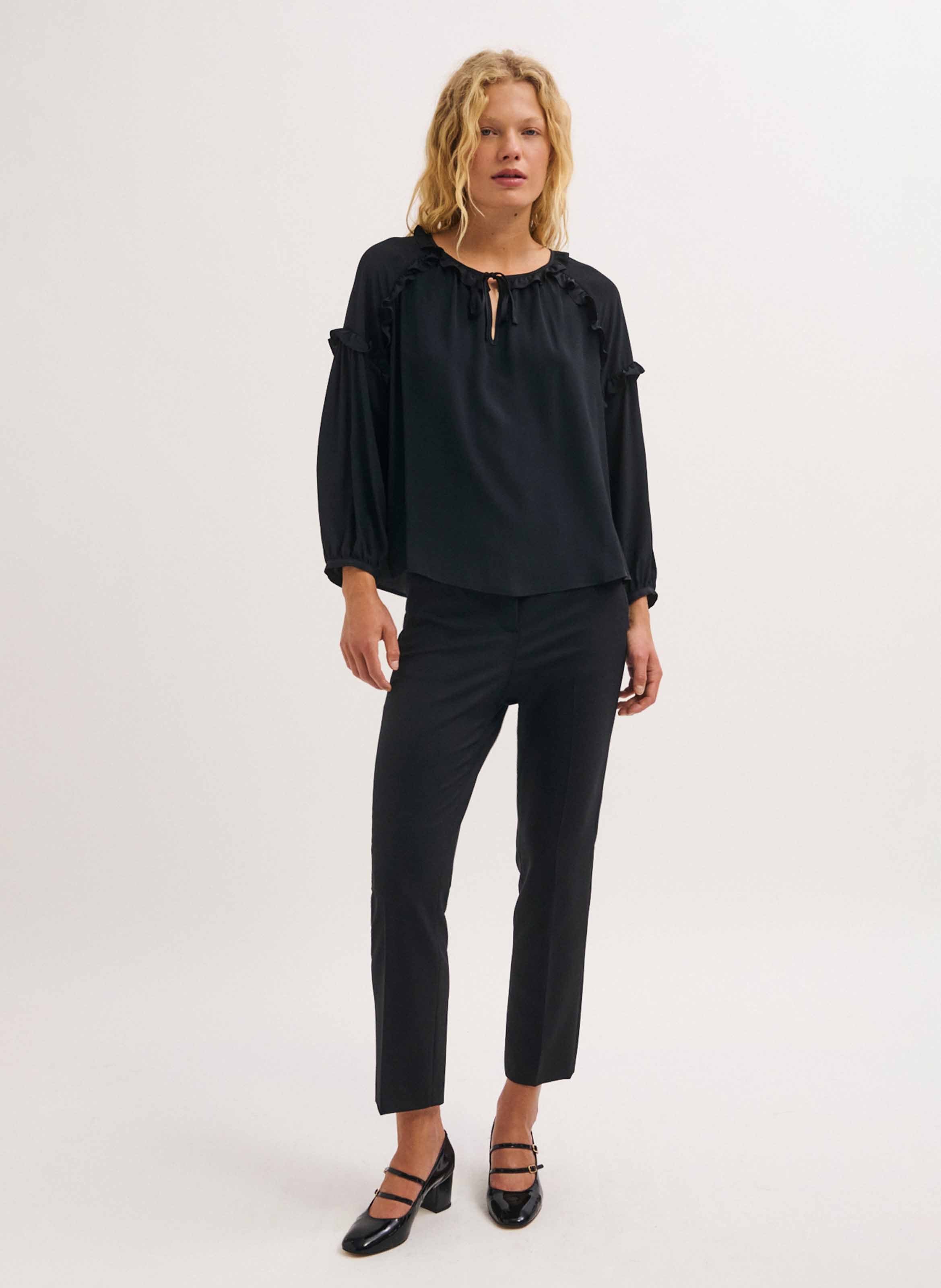 Blouse ample col rond PABLO Noir