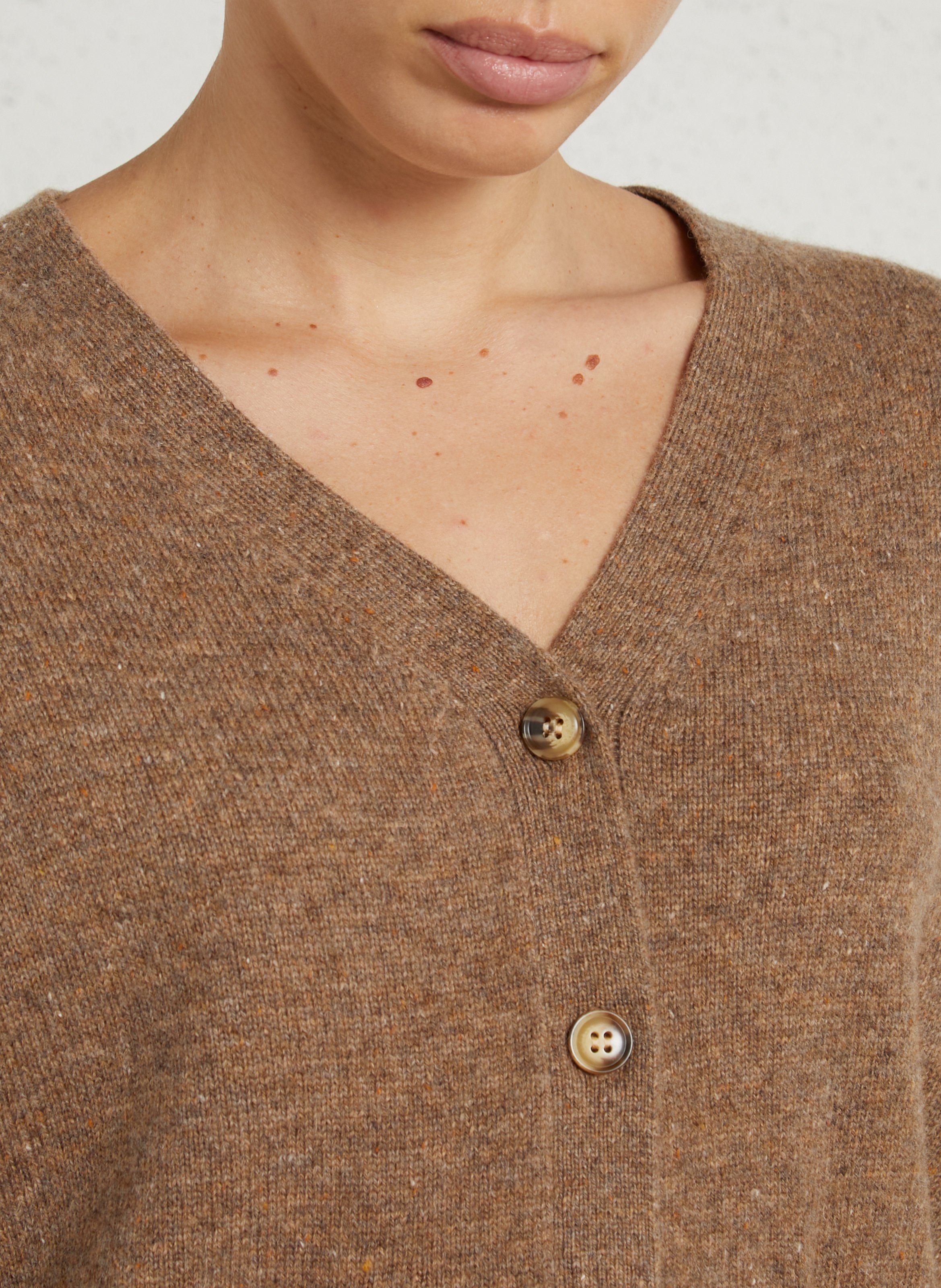 Straight V-neck wool vest JC SOPHIE Brown