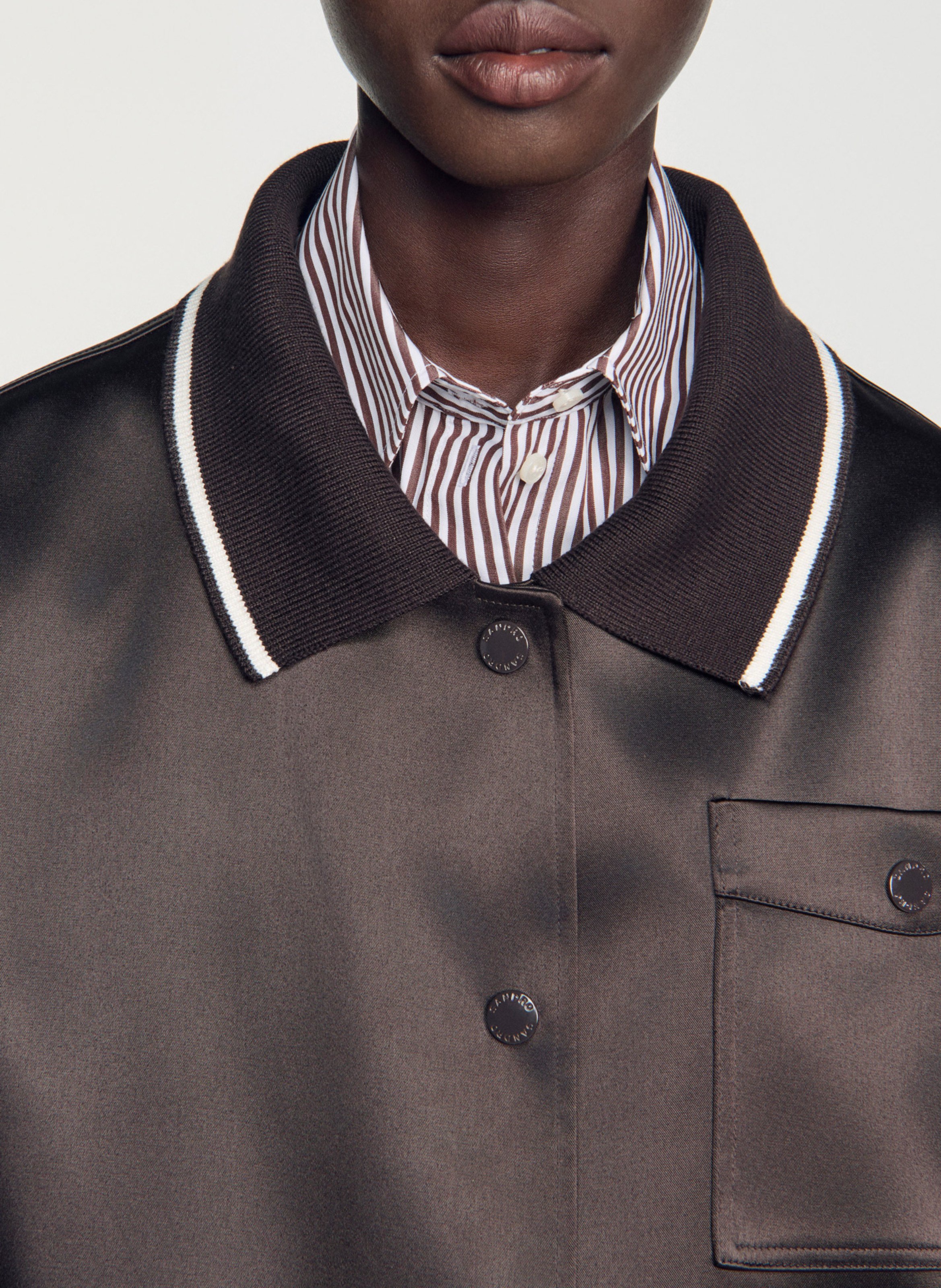 Blouson col classique SANDRO Marron
