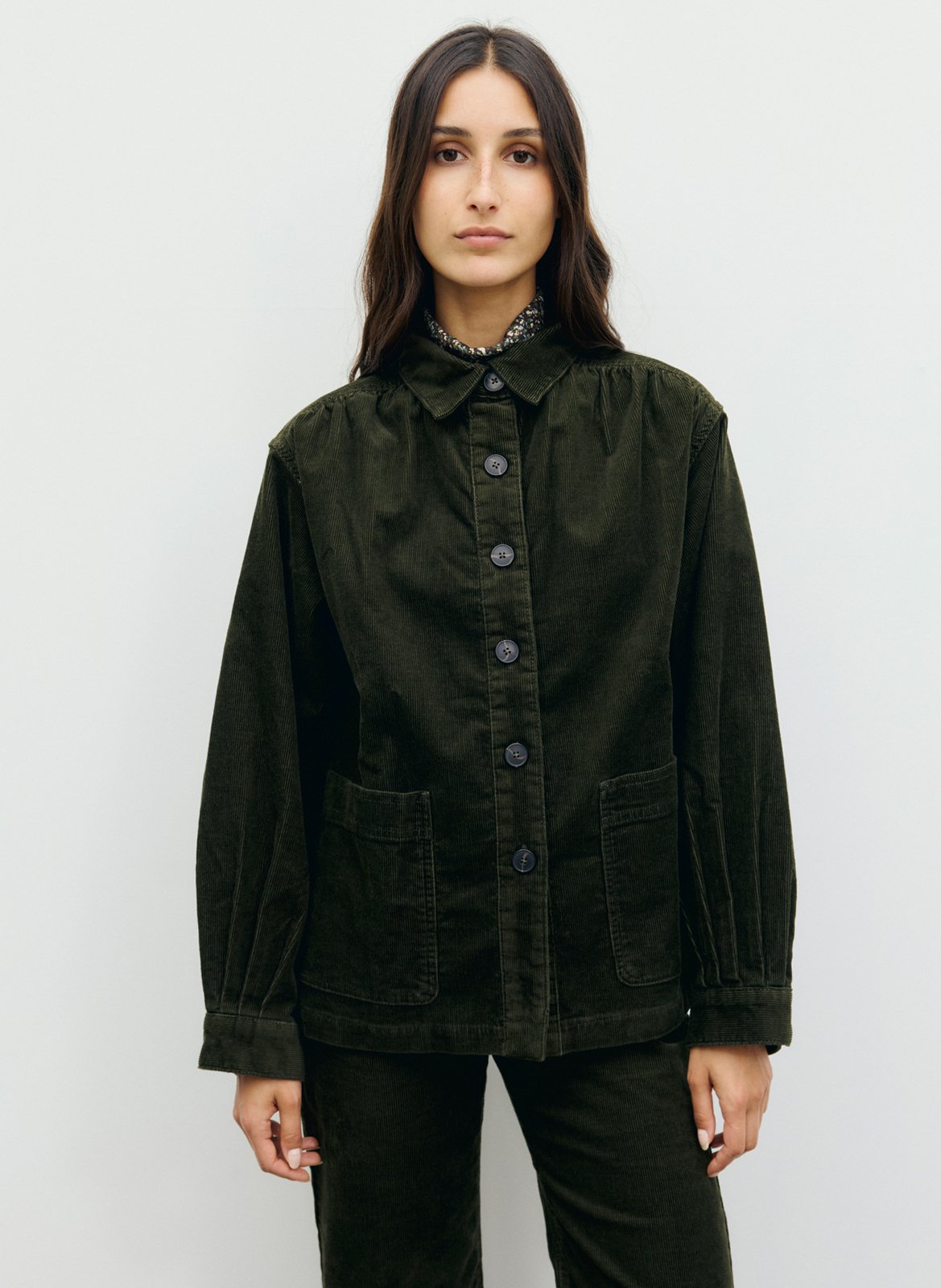 Veste droite col classique en coton mélangé GERARD DAREL Kaki