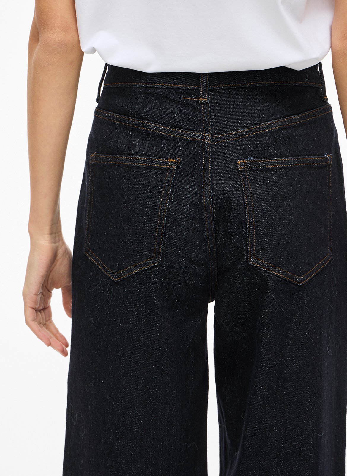 Jean large taille haute en denim brut VILA Bleu