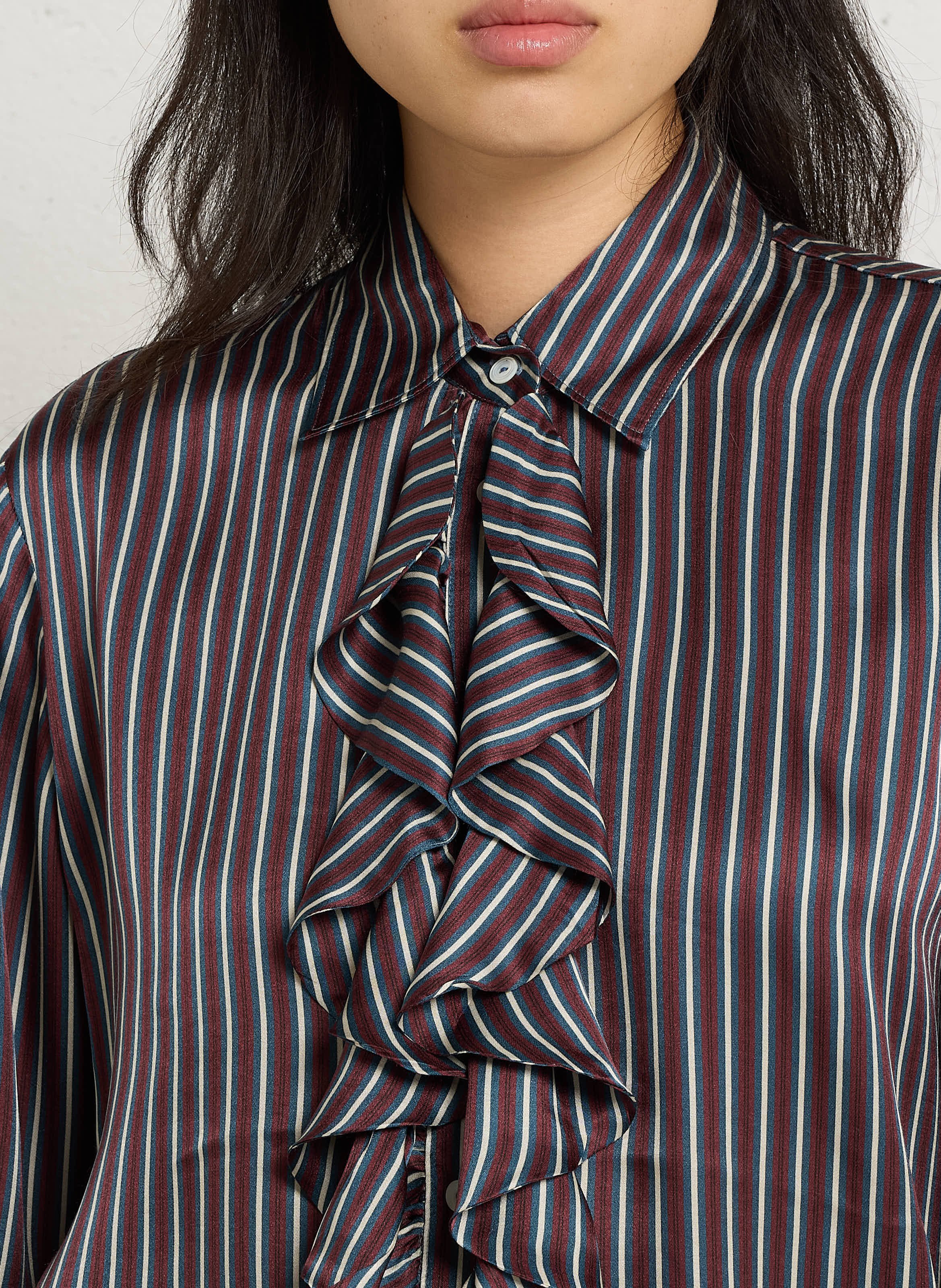 Chemise rayée à volants effet satiné  DIEGA Multicolore