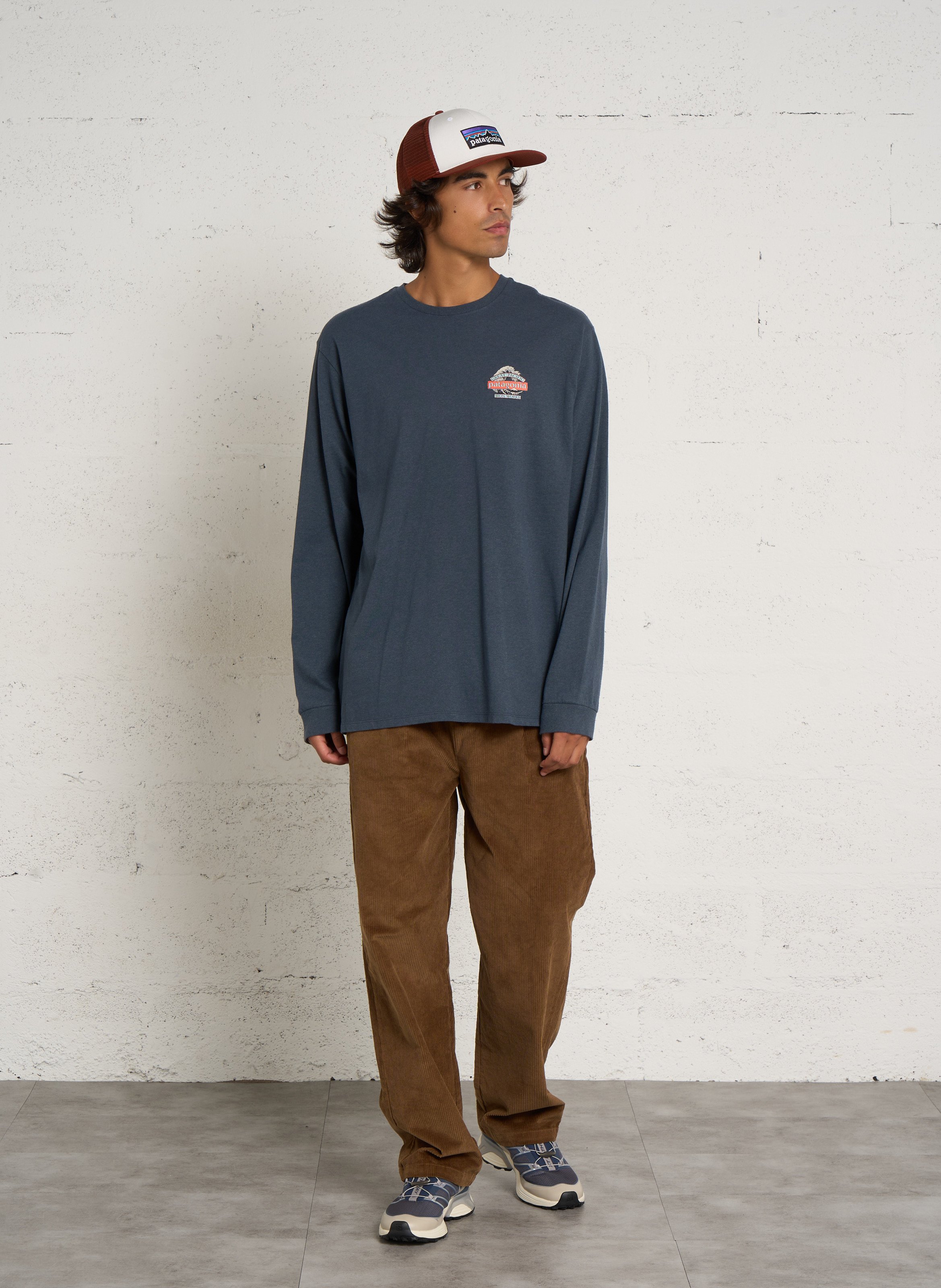 Gerade geschnittenes Rundhals-T-Shirt aus recyceltem Baumwoll-Mix PATAGONIA Blau