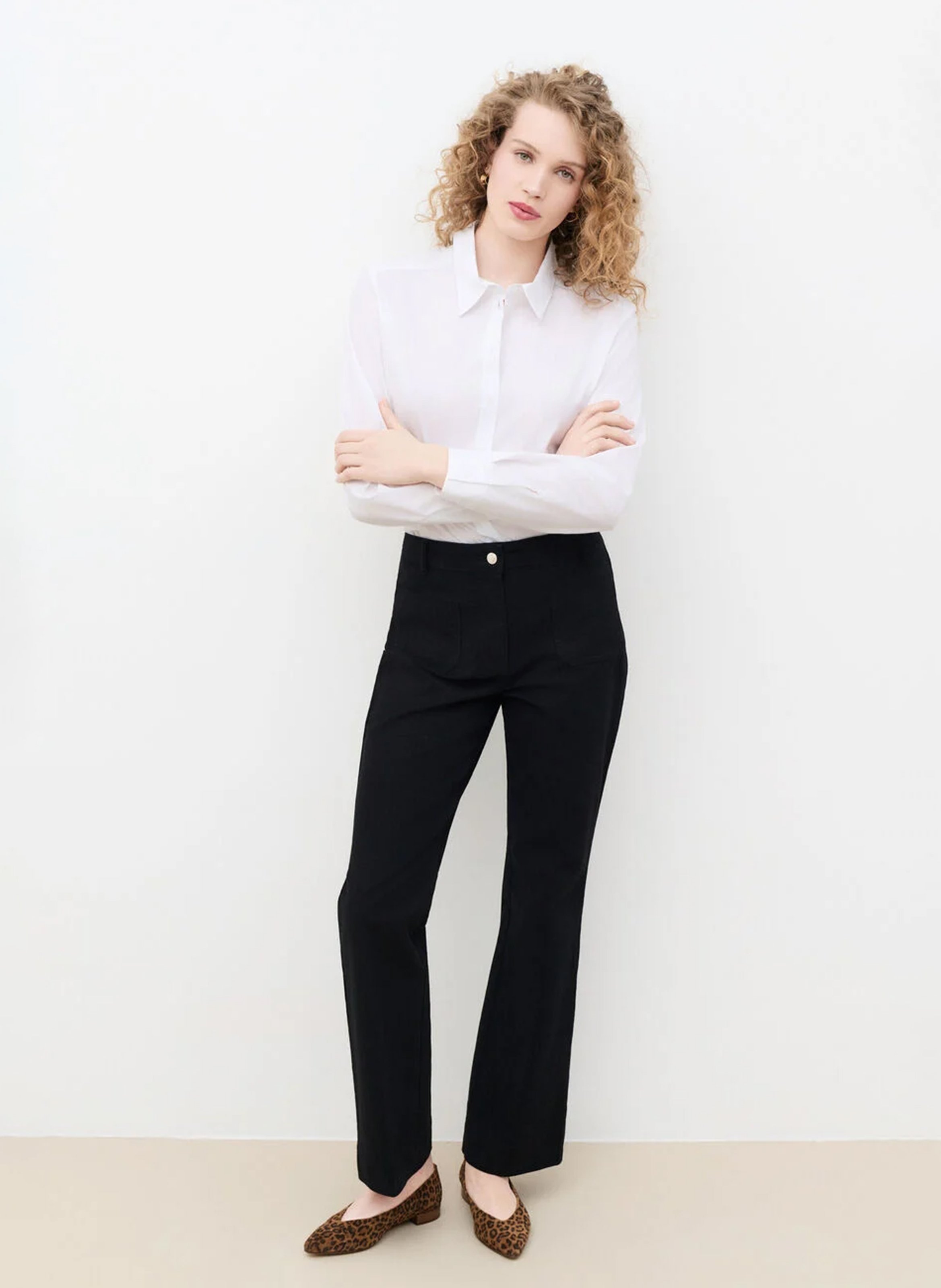 Pantalon droit taille haute uni CAROLL Schwarz