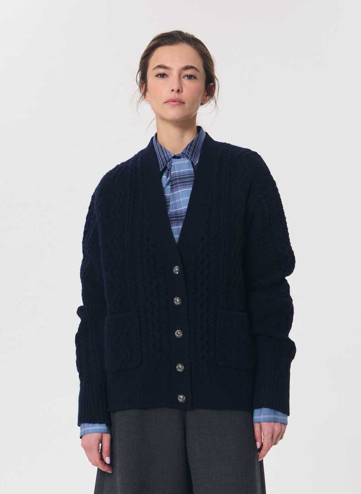 Ruimvallend vest met V-hals en knoopsluiting van wol TARA JARMON