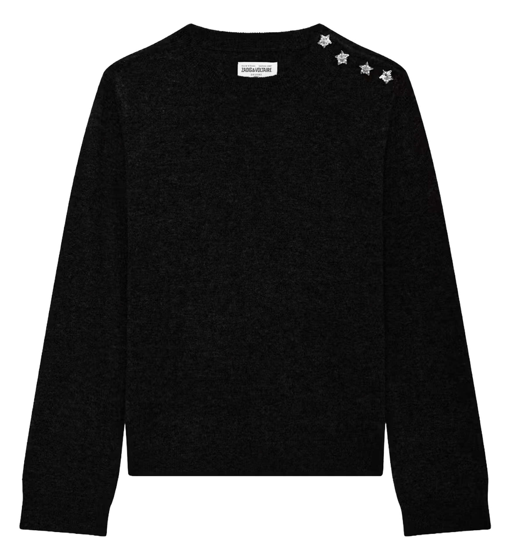 Straight cashmere sweater with round neck | Black ZADIG&VOLTAIRE Women