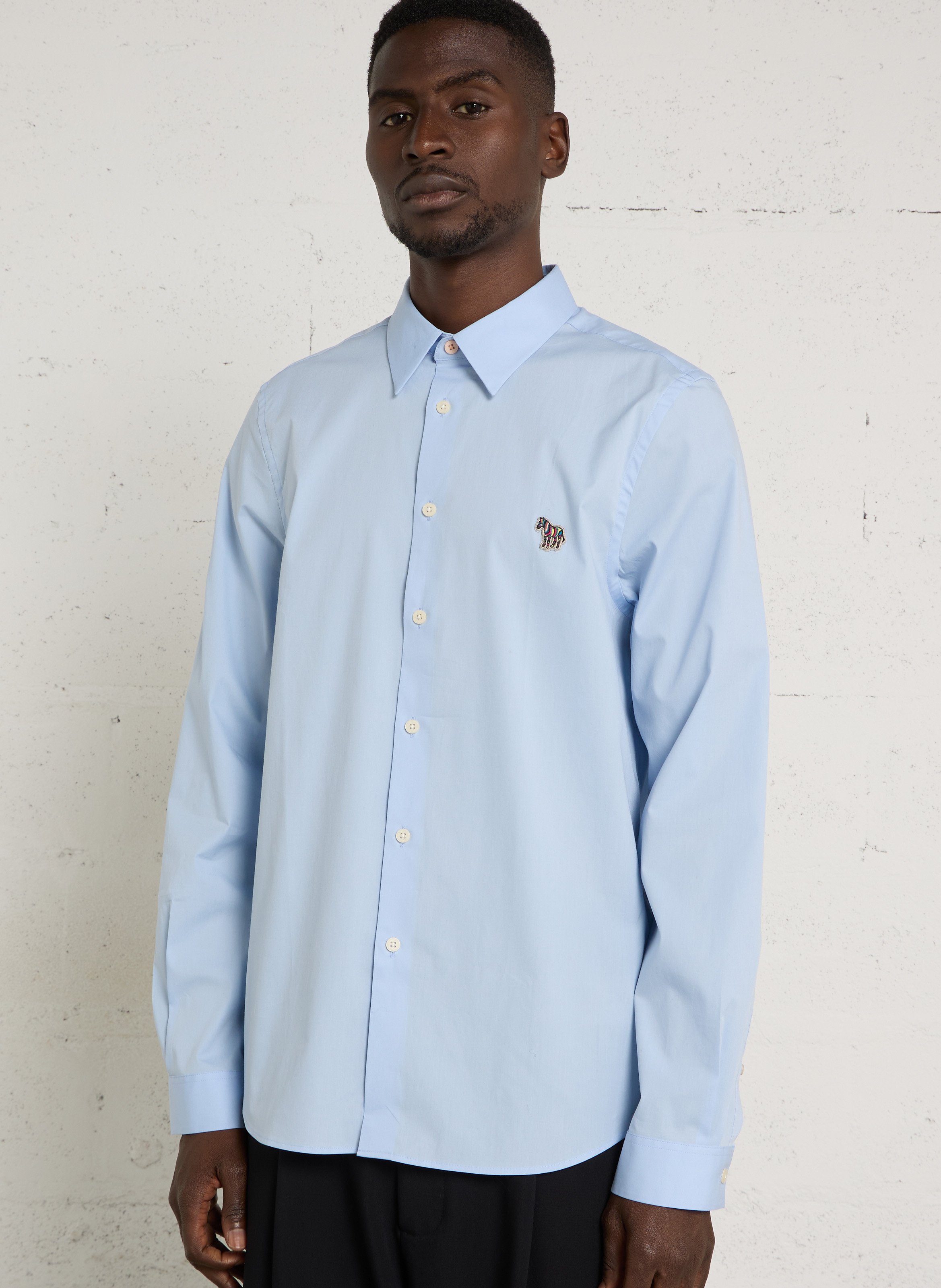 Chemise ajustée col classique en coton mélangé PAUL SMITH Bleu