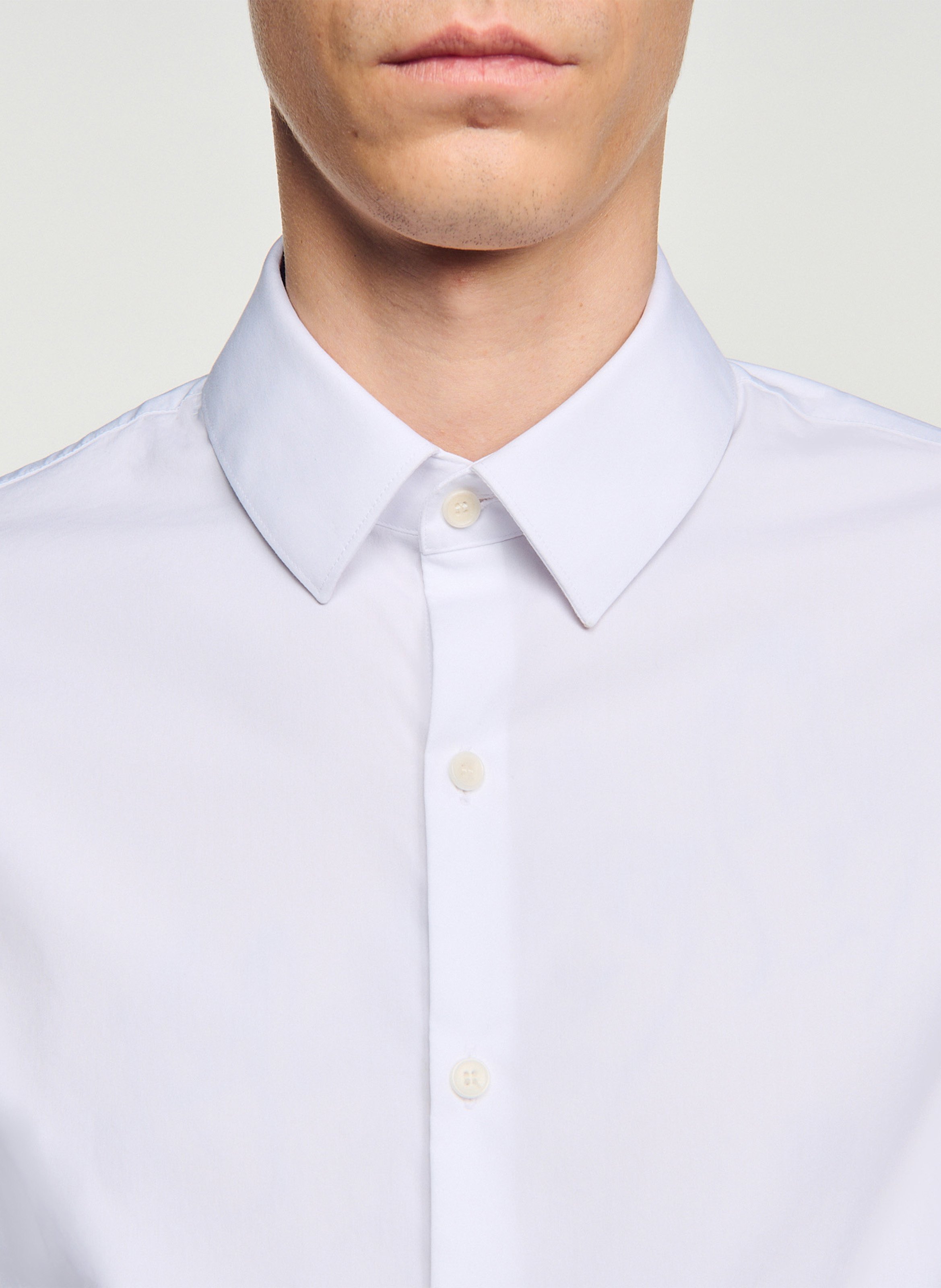 Chemise droite en coton mélangé SANDRO Blanc