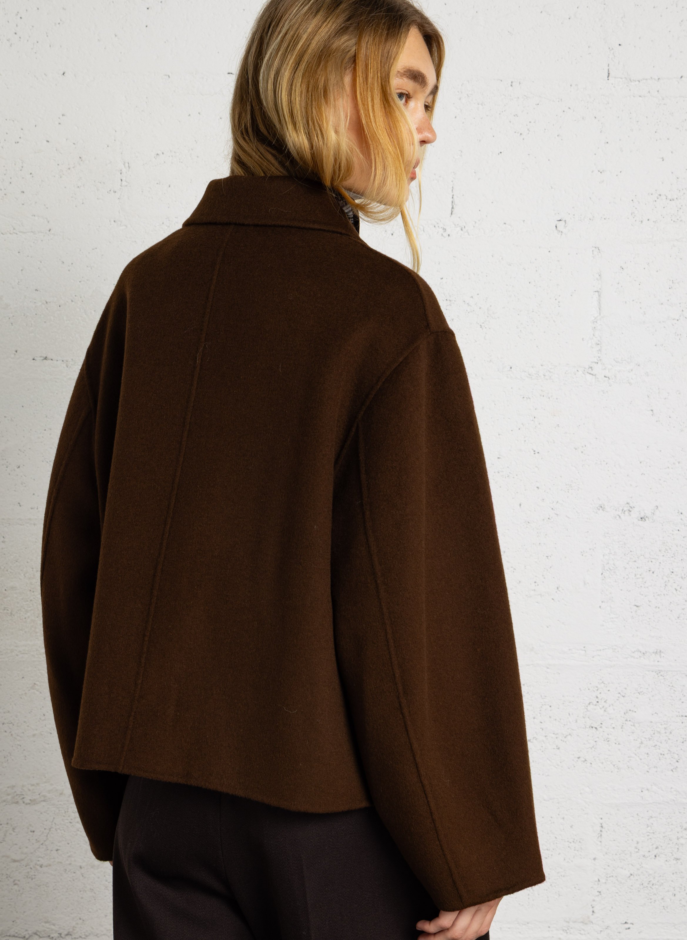 Kurzmantel aus doppelseitiger Wollstrickware SOEUR Braun