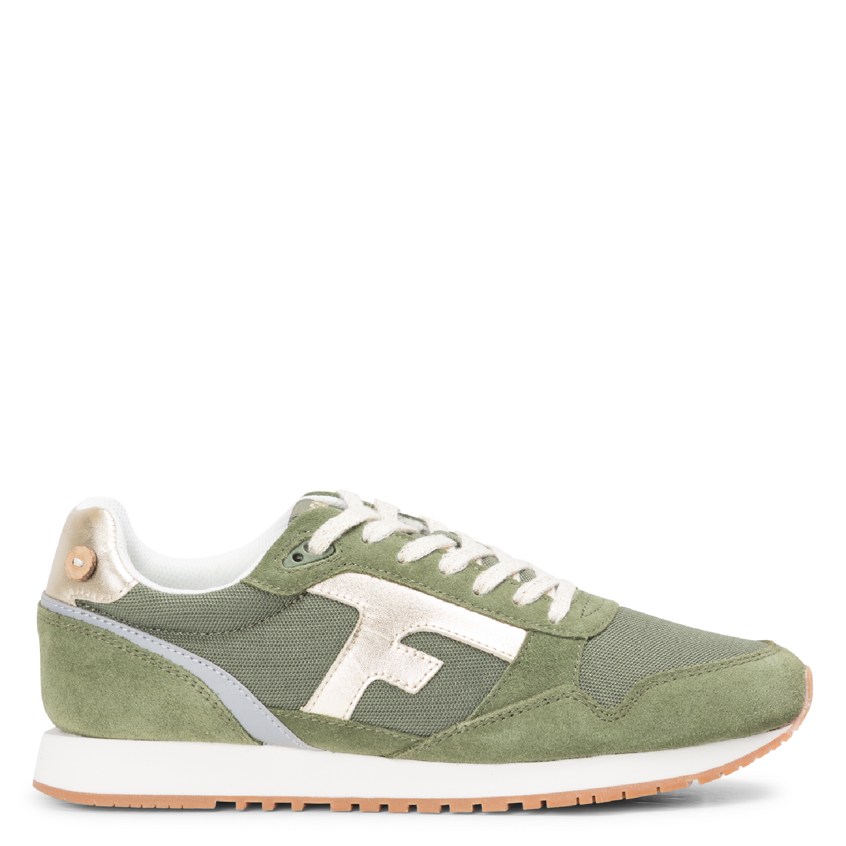 Niedrige Sneaker aus Leder und Mesh FAGUO Khaki