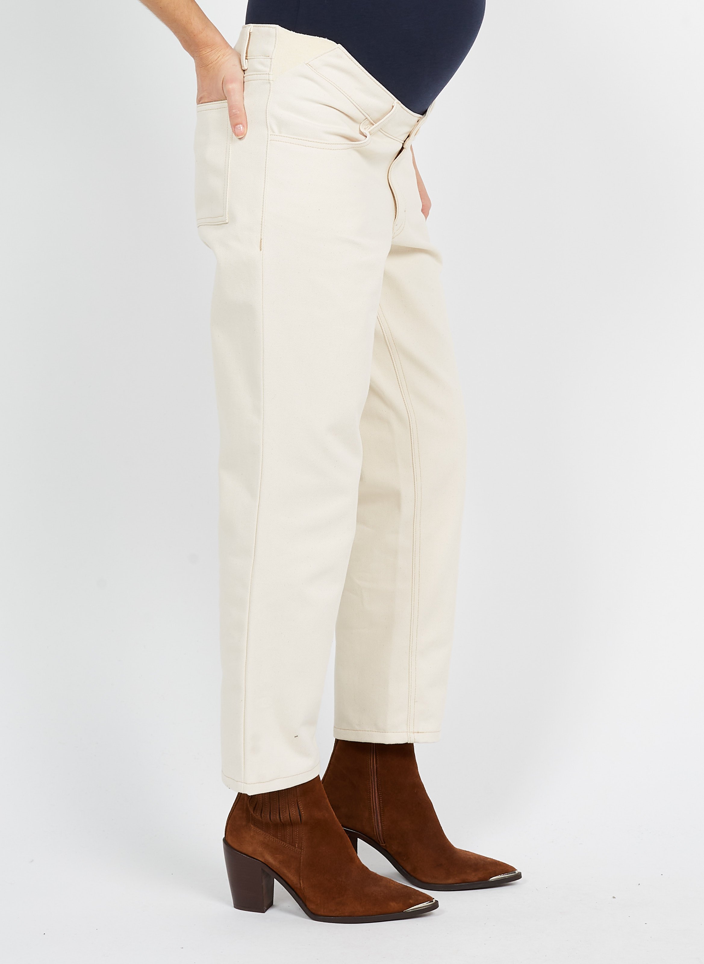 Zwangerschapsjeans van biokatoen NAISSANCE PUBLIQUE Wit