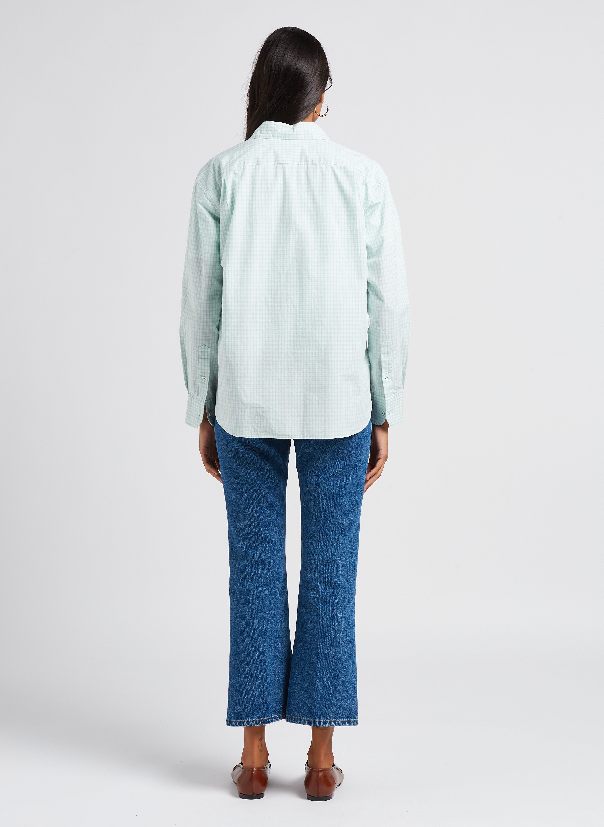 Checked cotton shirt with classic collar BELLEROSE Green