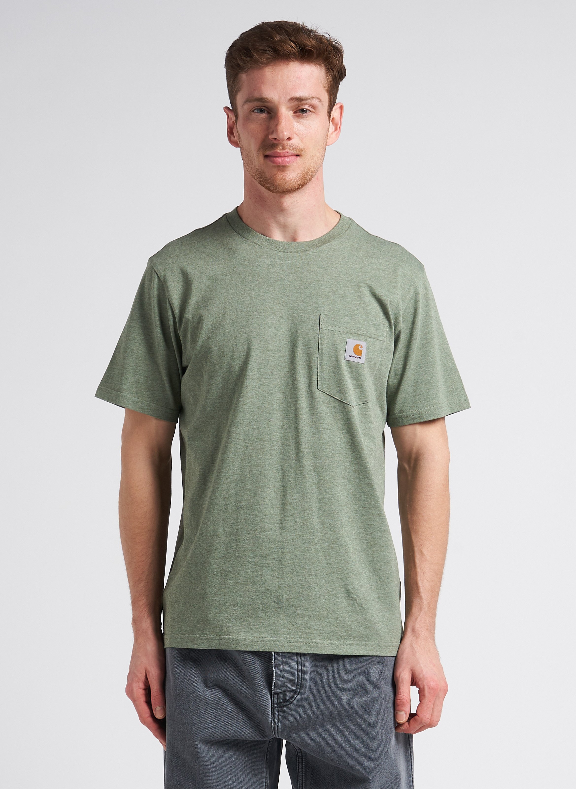 Camiseta regular fit de algodón con cuello redondo VerdeCARHARTT WIP