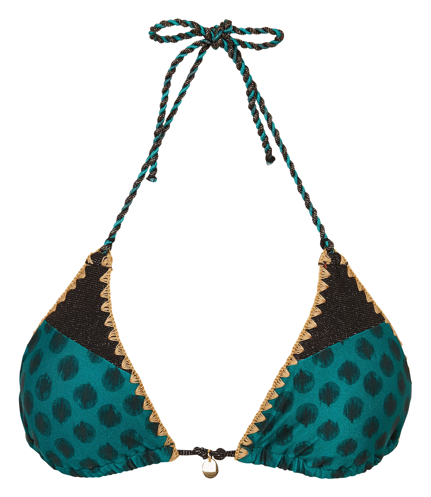 Haut de maillot de bain triangle brodé BANANA MOON Vert